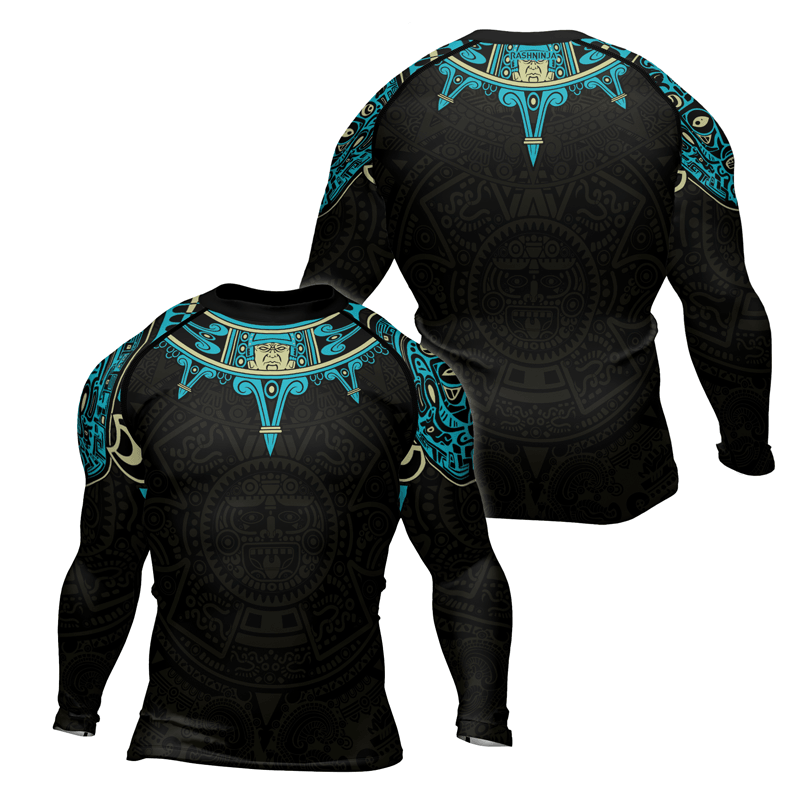 Rash★ Rashninja Aztec Sun Symbol Men's Long Sleeve Rash Guard