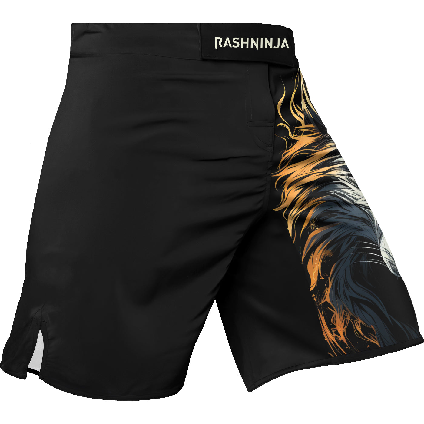 Rashninja White Alpha Wolf Men's Fight Shorts | Wolf MMA Shorts
