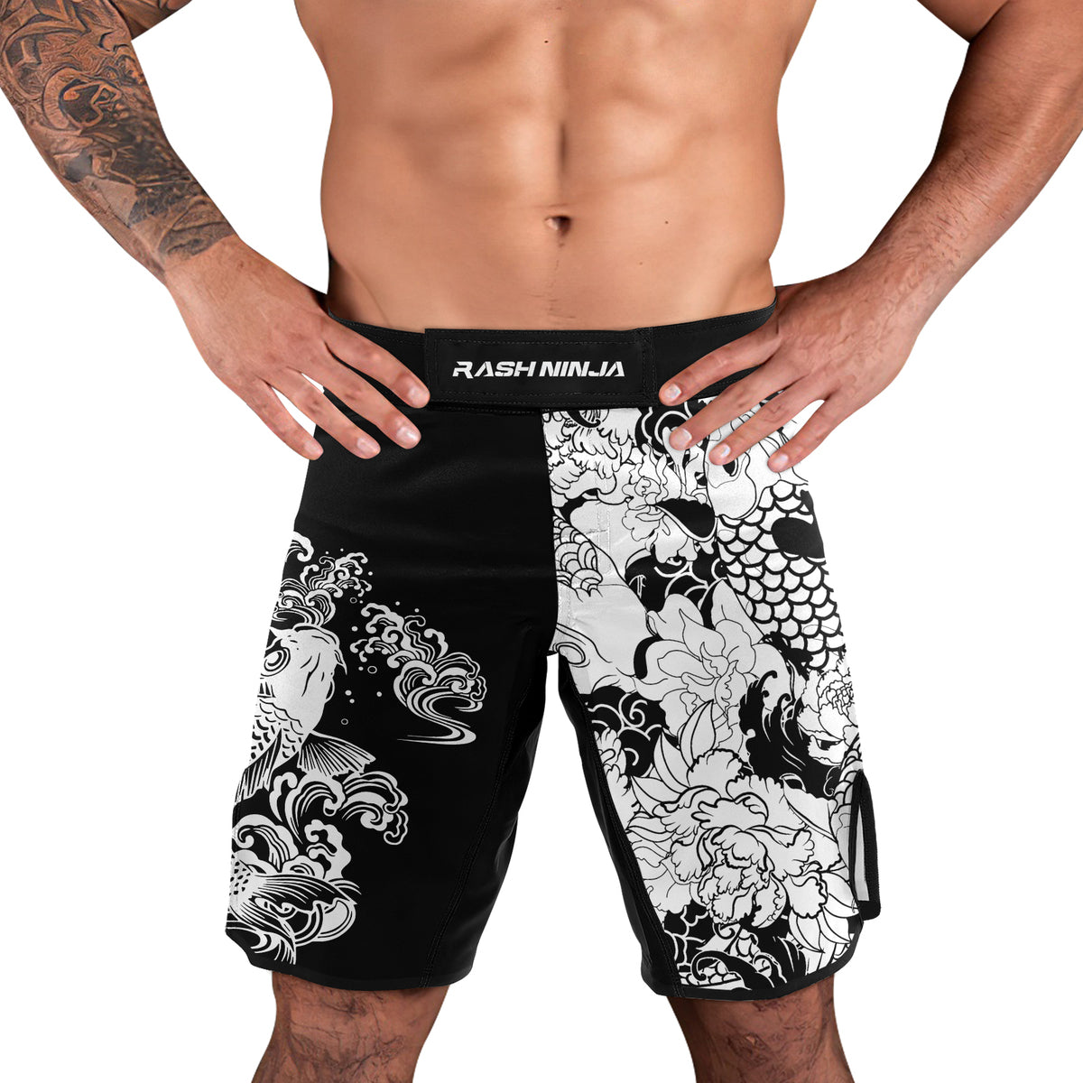 Rashninja Ranked Japanese Koi Fish Men's Fight Shorts