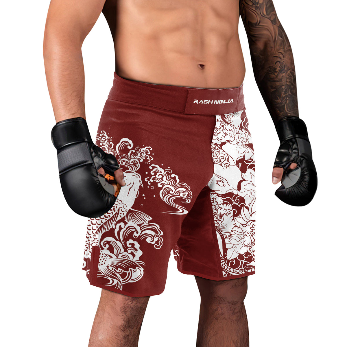 Rashninja Ranked Japanese Koi Fish Men's Fight Shorts