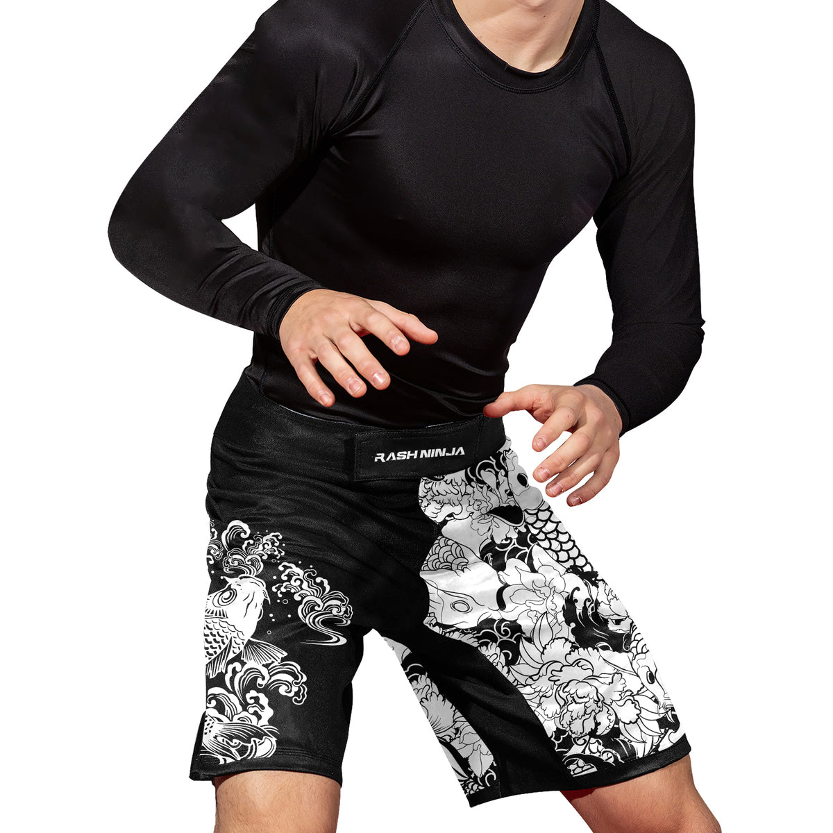 Rashninja Ranked Japanese Koi Fish Men's Fight Shorts
