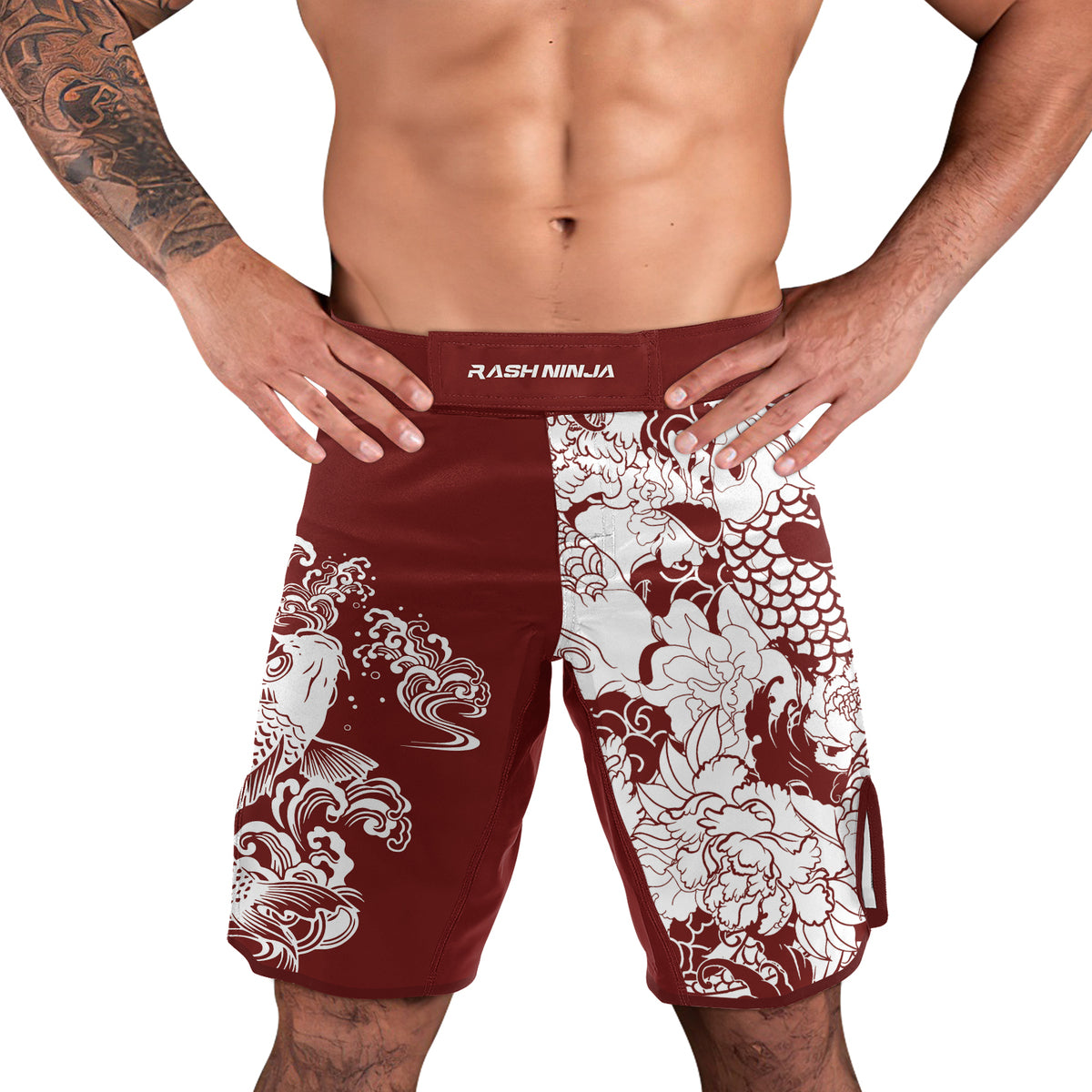 Rashninja Ranked Japanese Koi Fish Men's Fight Shorts