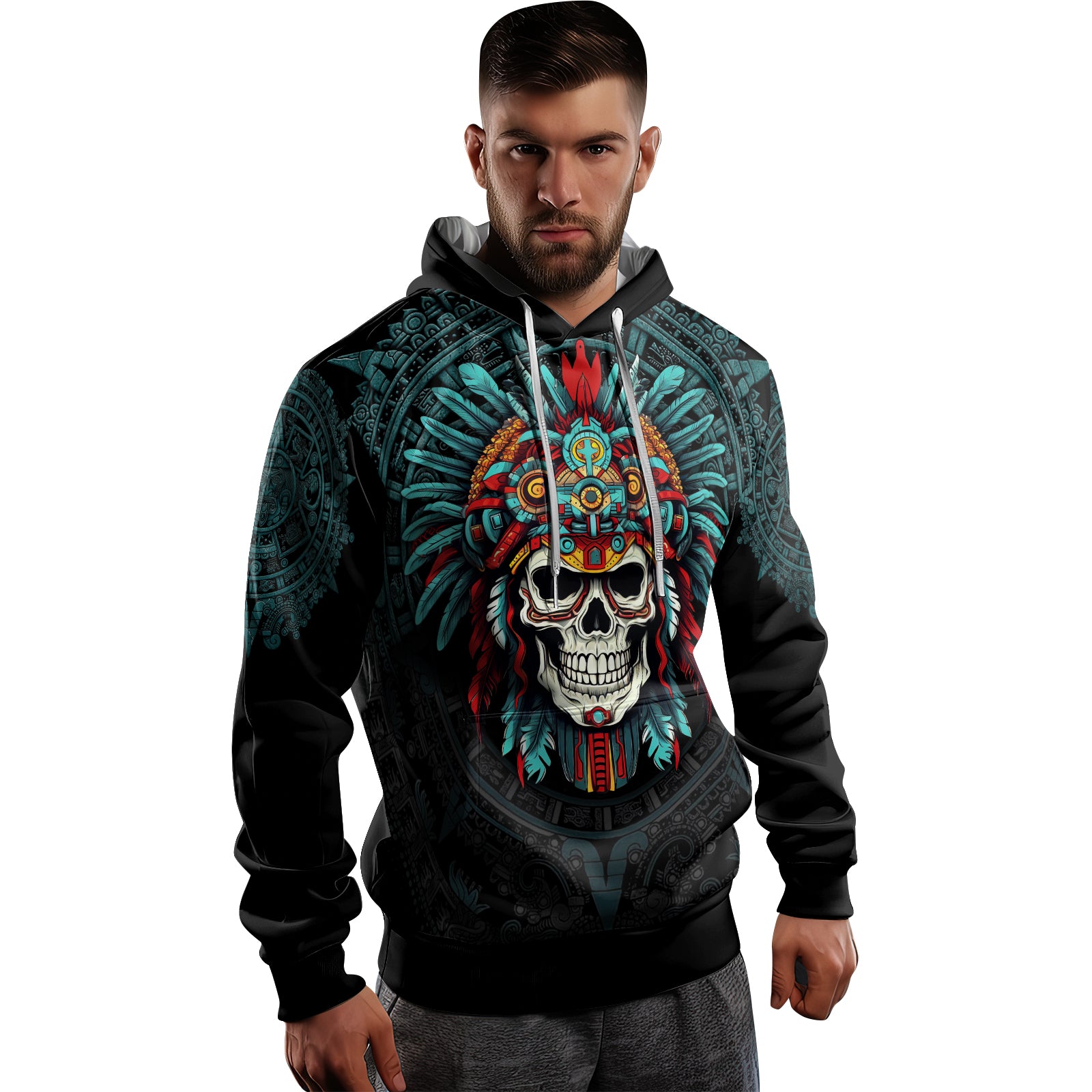 Rashninja Aztec Chief Cranium AOP Hoodie