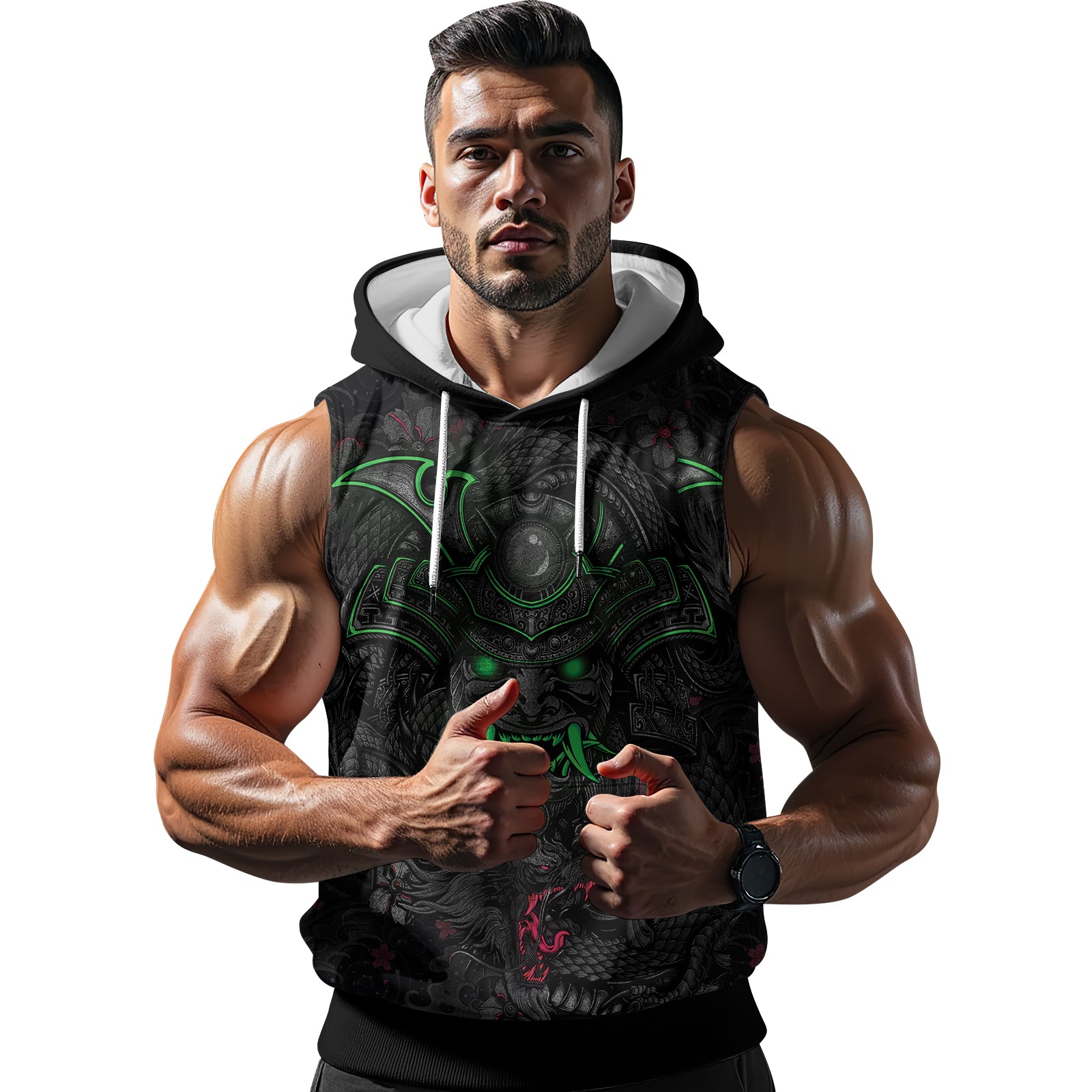 Rashninja Samurai Oni Fusion Sleeveless Hoodie | MMA Sleeveless Hoodie