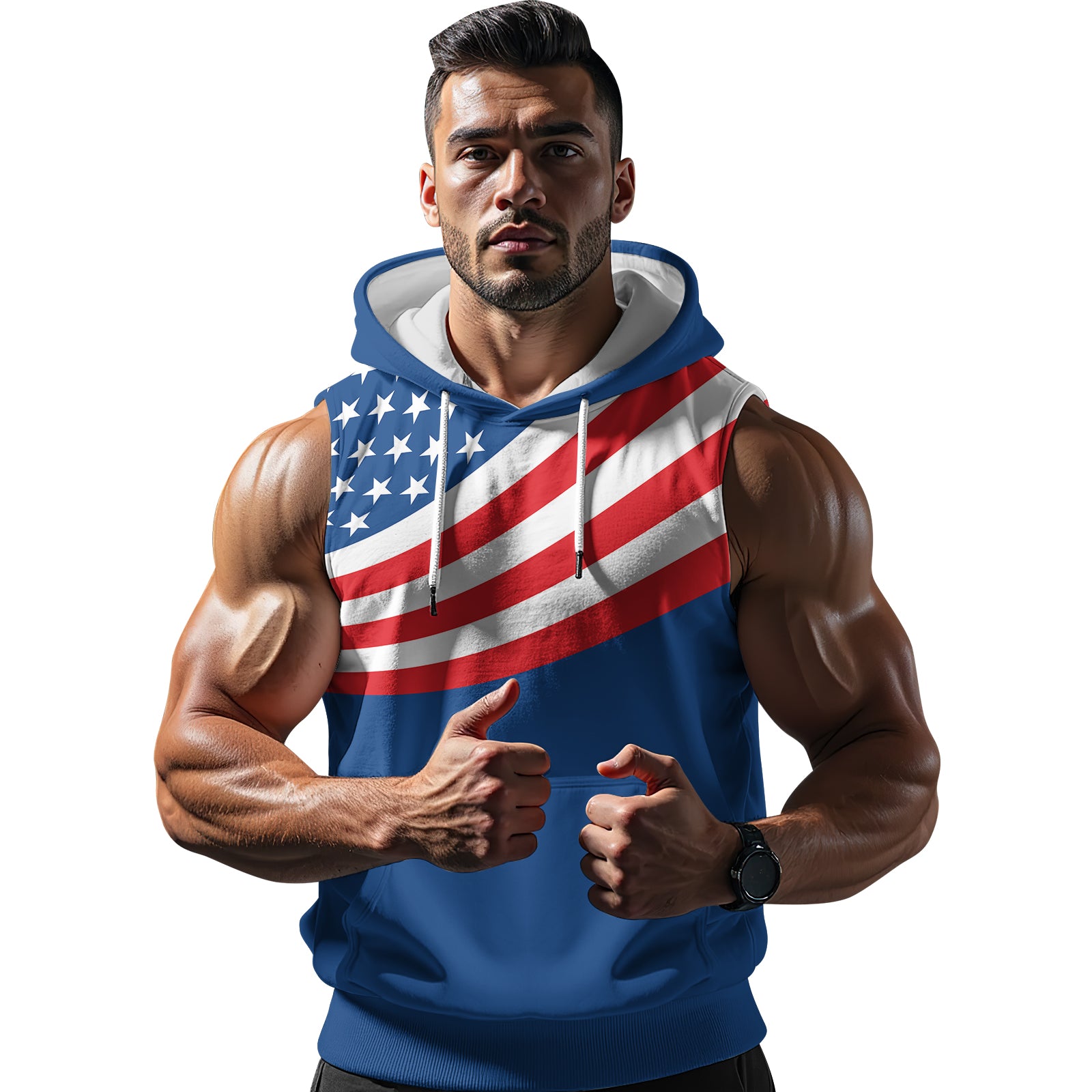 Rashninja USA Flag Patriotic Sleeveless Hoodie | MMA Sleeveless Hoodie