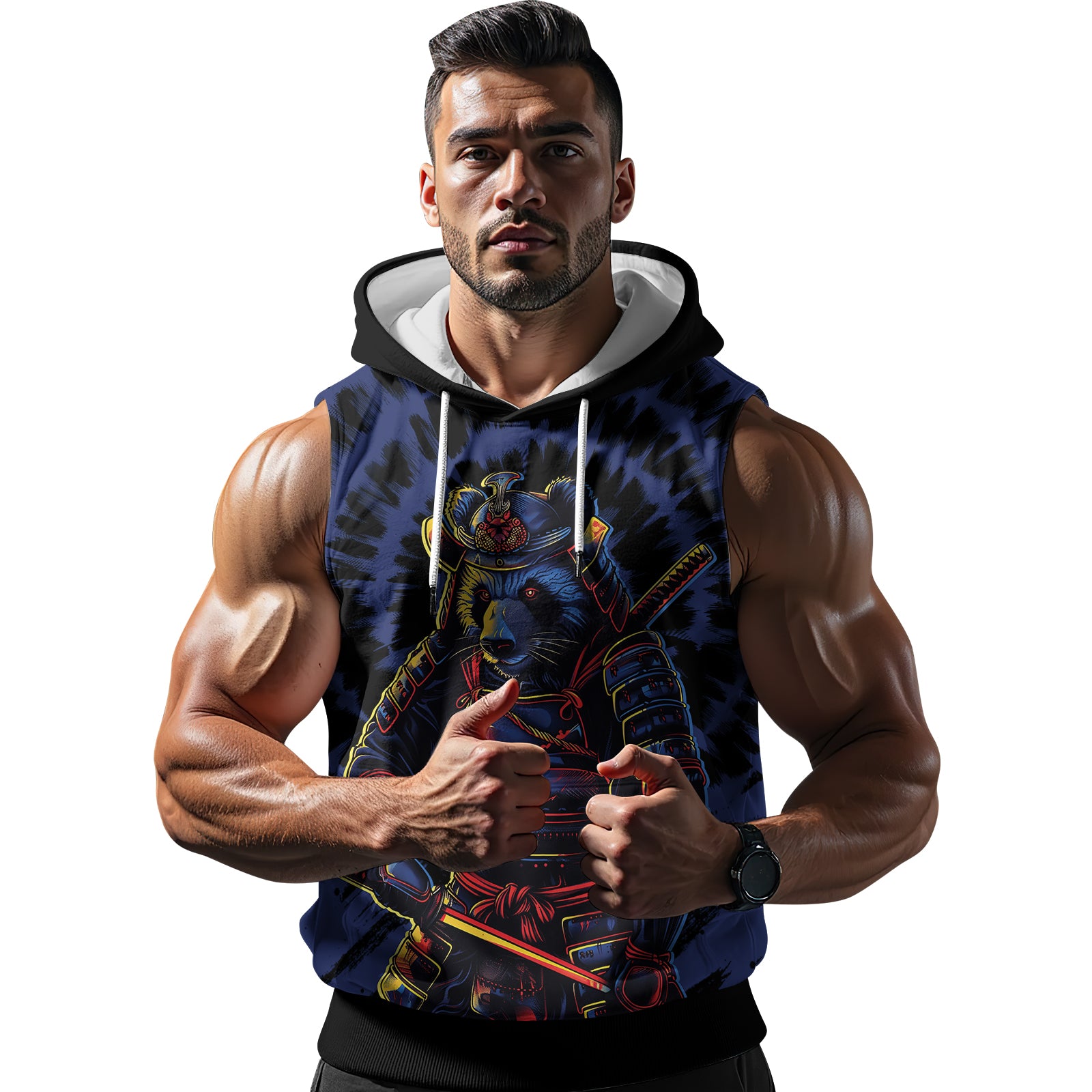 Rashninja Panda Samurai Essence Sleeveless Hoodie | Sleeveless Hoodie