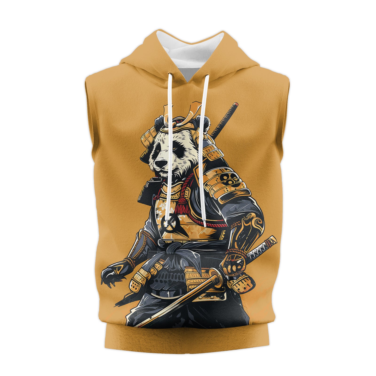 Rashninja Samurai Panda Strikes Sleeveless Hoodie | Sleeveless Hoodie