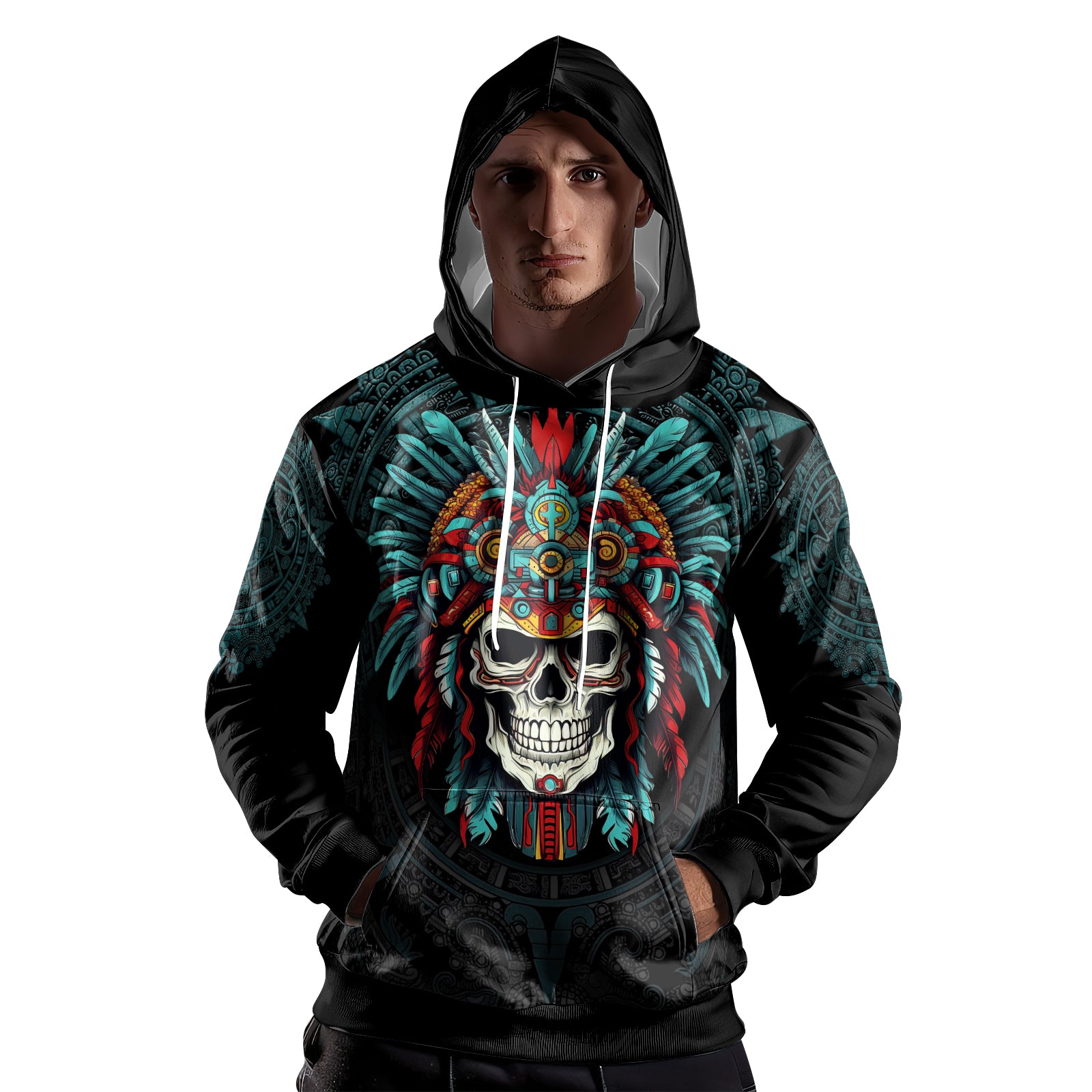 Rashninja Aztec Chief Cranium AOP Hoodie