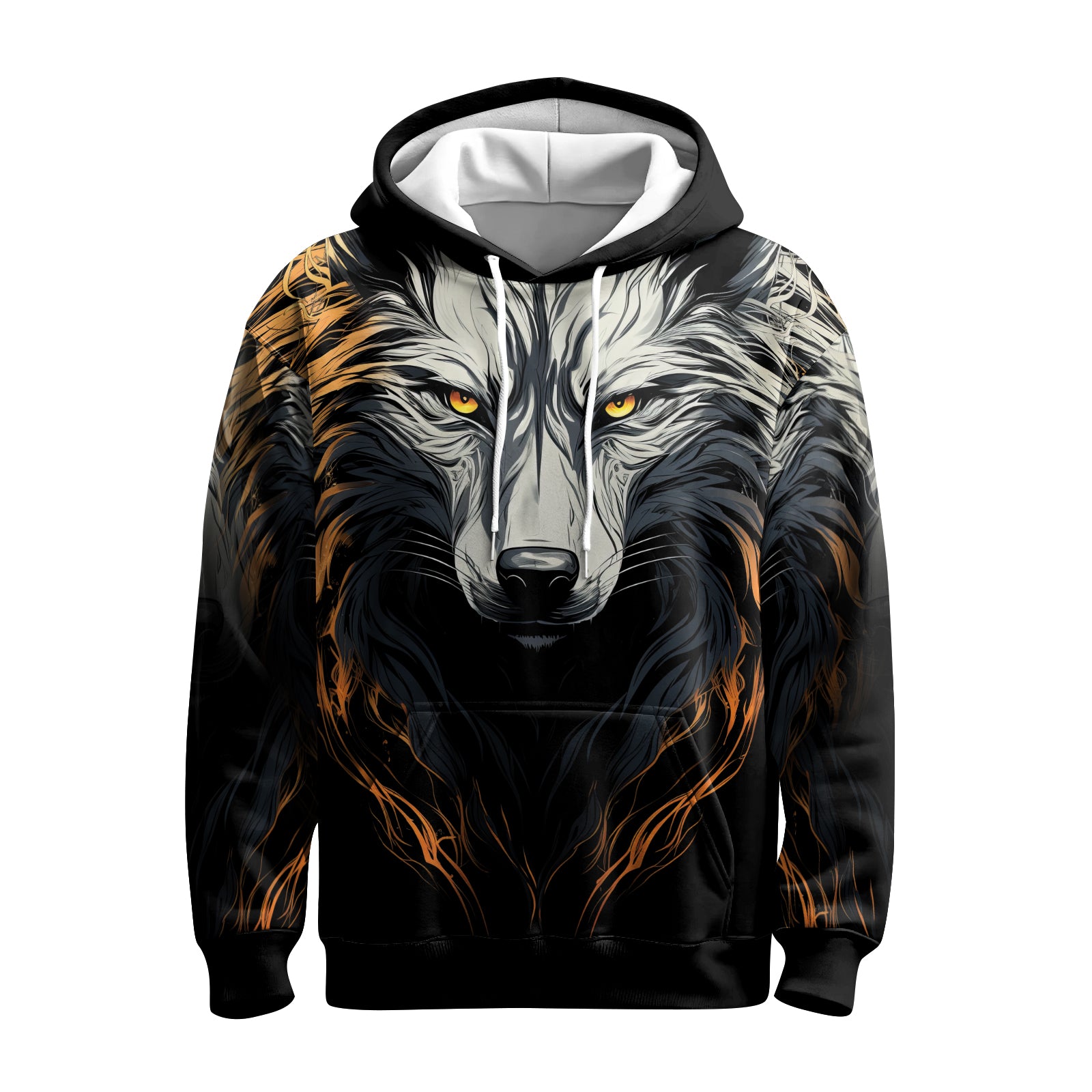 Rashninja White Alpha Wolf AOP Hoodie | Wolf Hoodies For Men