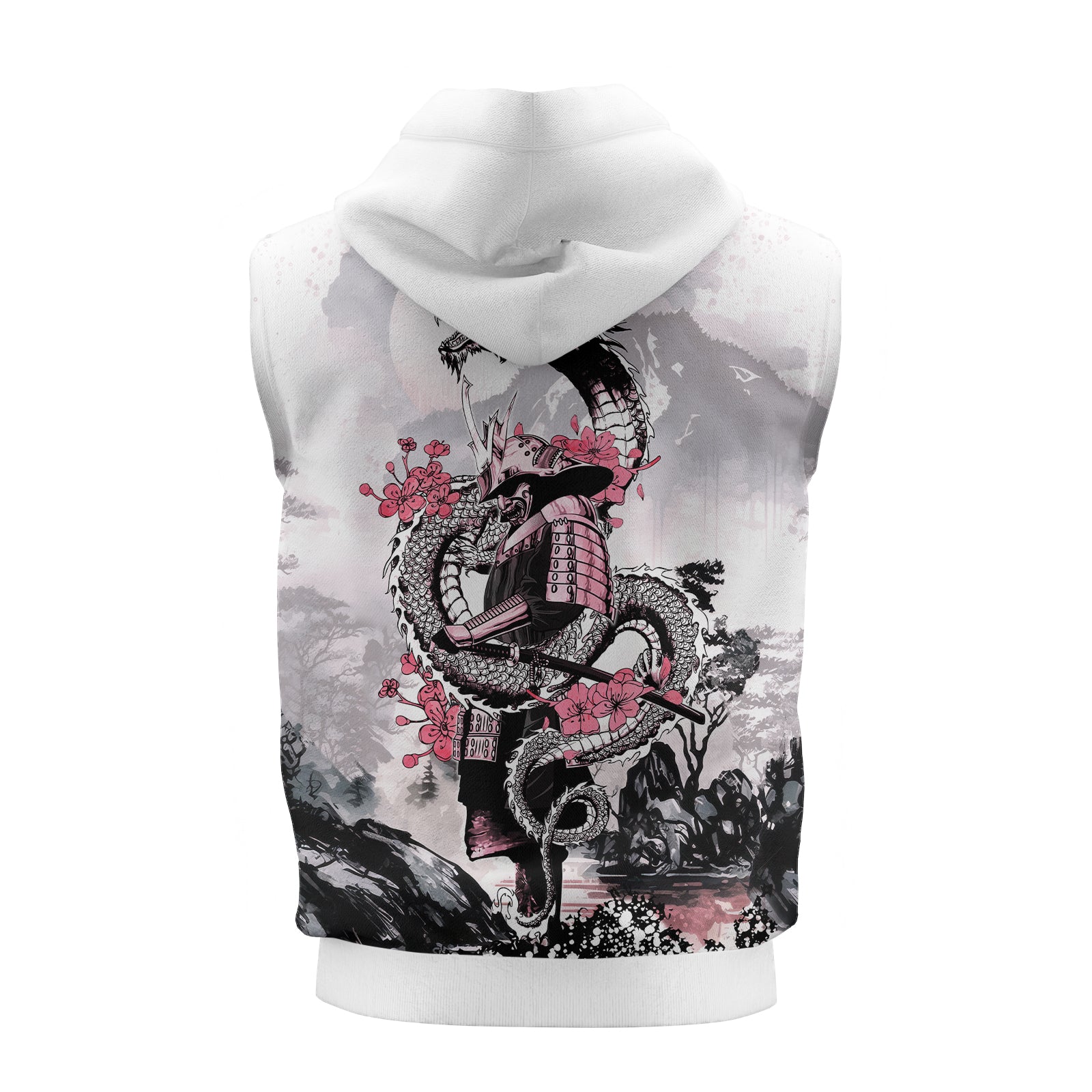 Rashninja Samurai Mask Embraced Sleeveless Hoodie | Sleeveless Hoodie