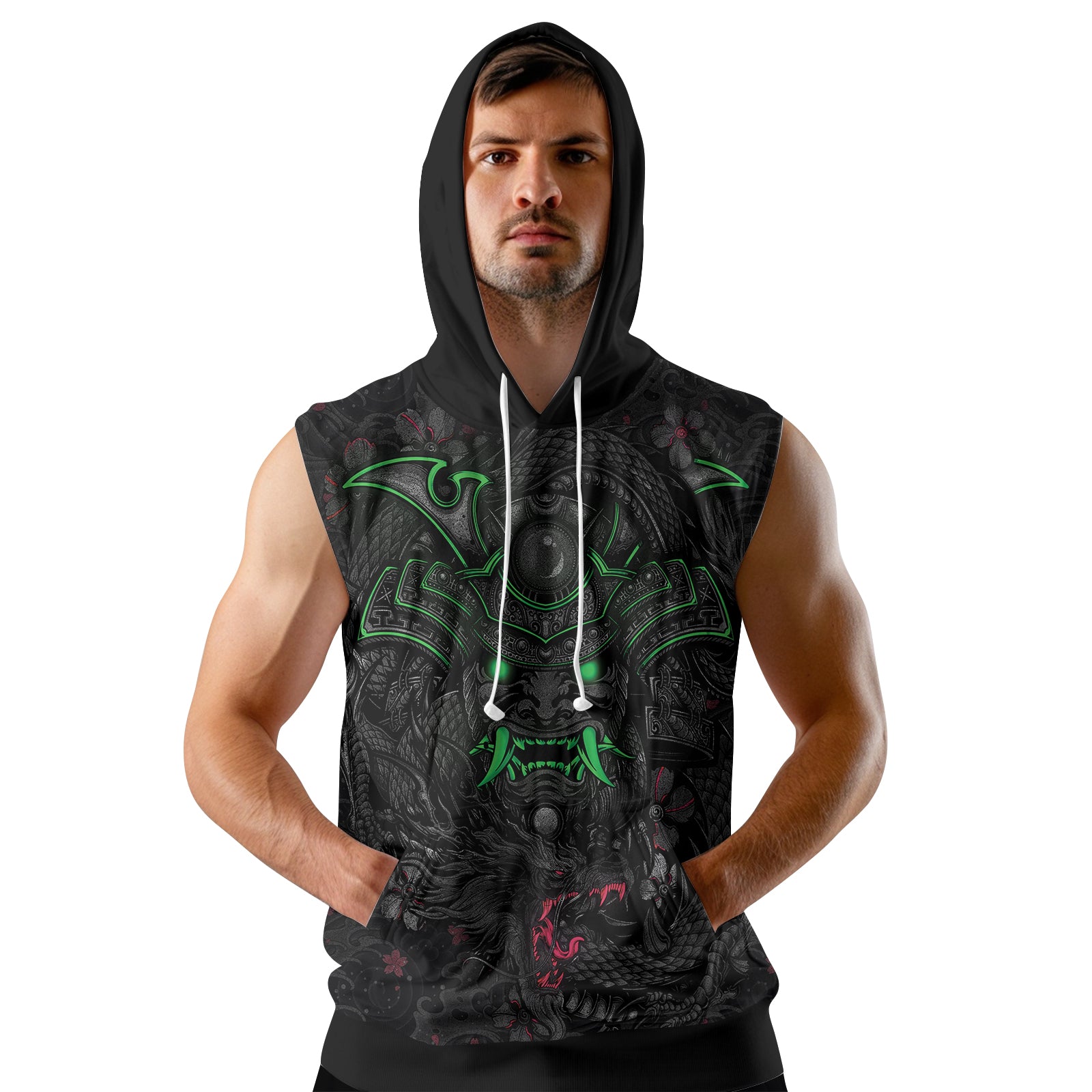 Rashninja Samurai Oni Fusion Sleeveless Hoodie | MMA Sleeveless Hoodie