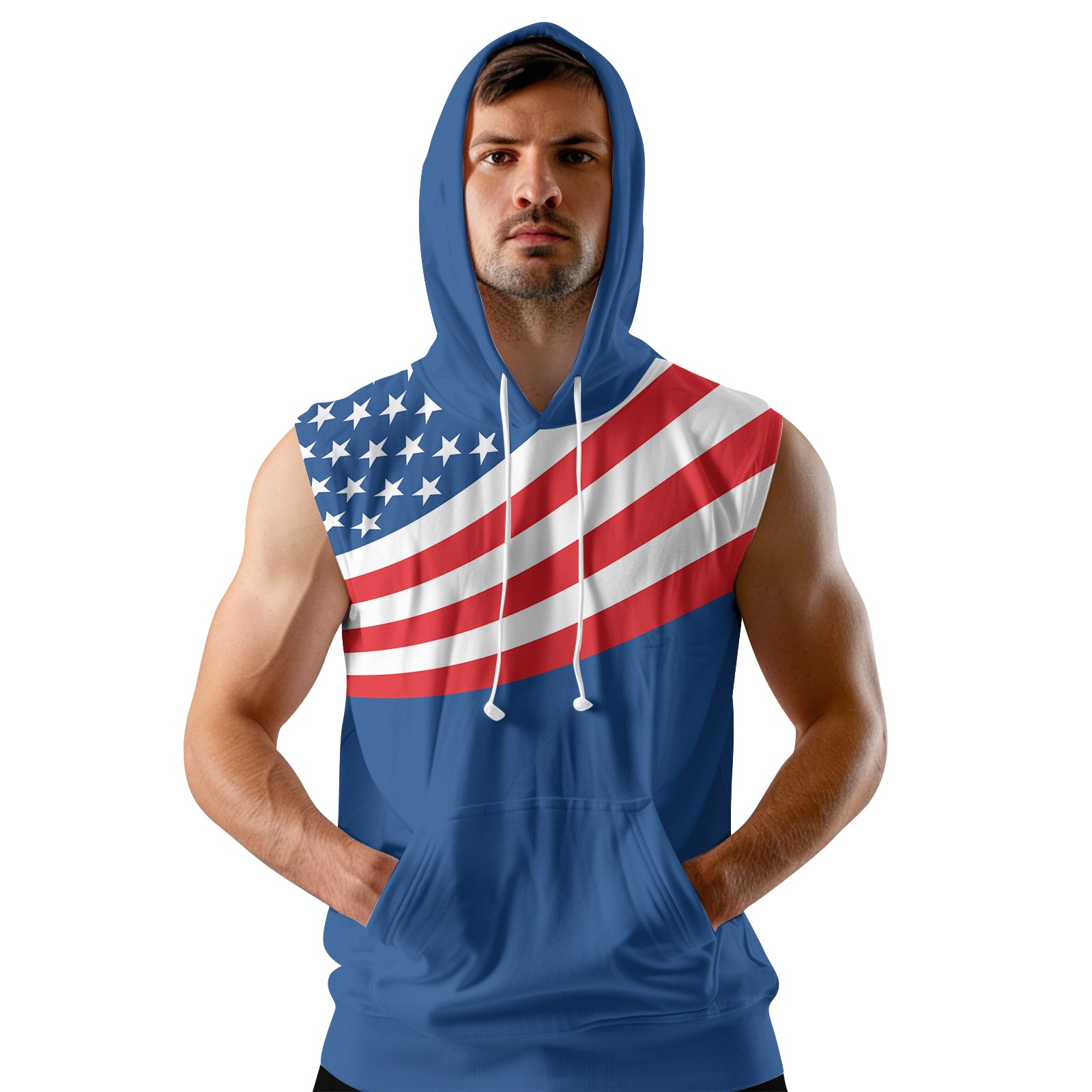 Rashninja USA Flag Patriotic Sleeveless Hoodie | MMA Sleeveless Hoodie