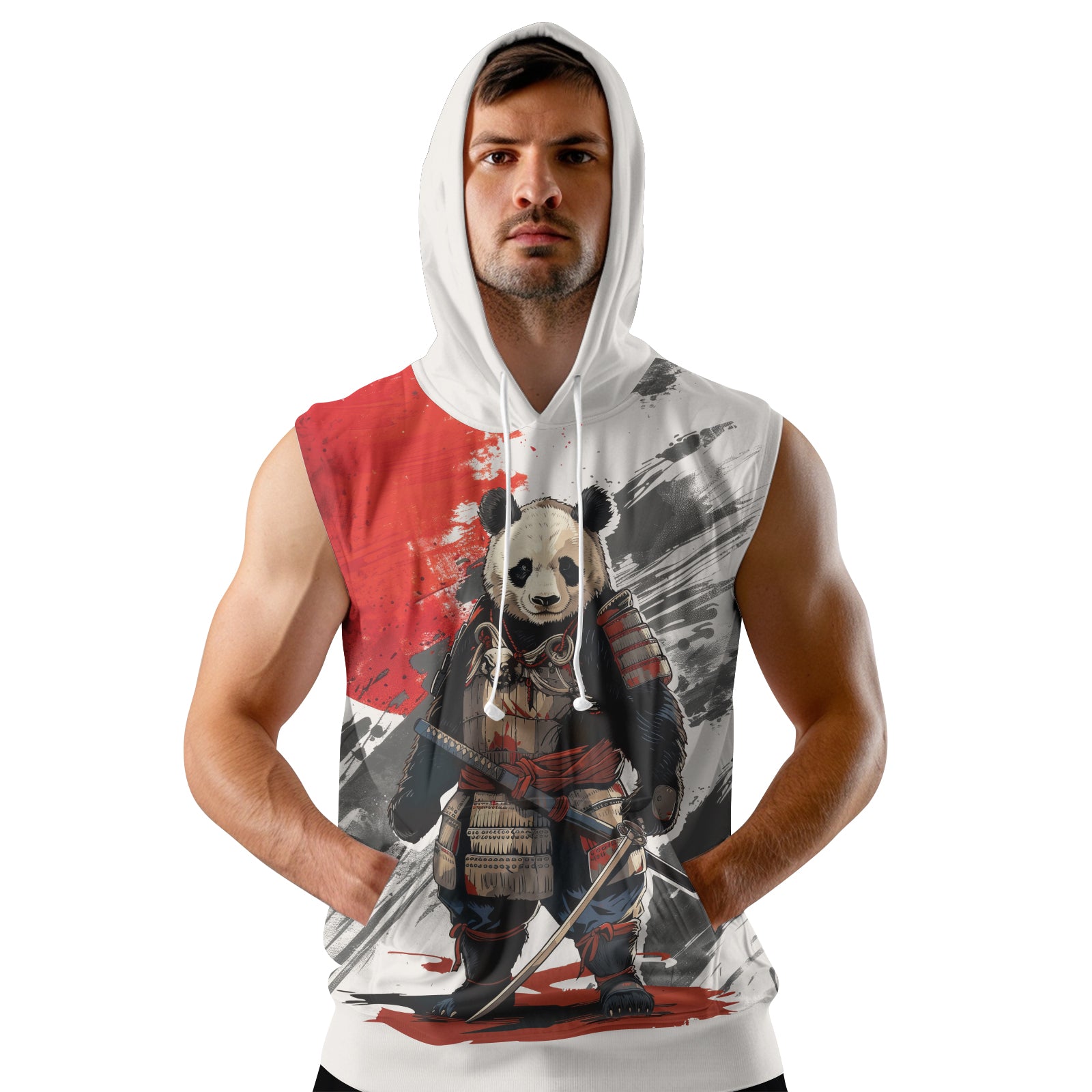 Rashninja Panda Samurai Armor Sleeveless Hoodie | Sleeveless Hoodie