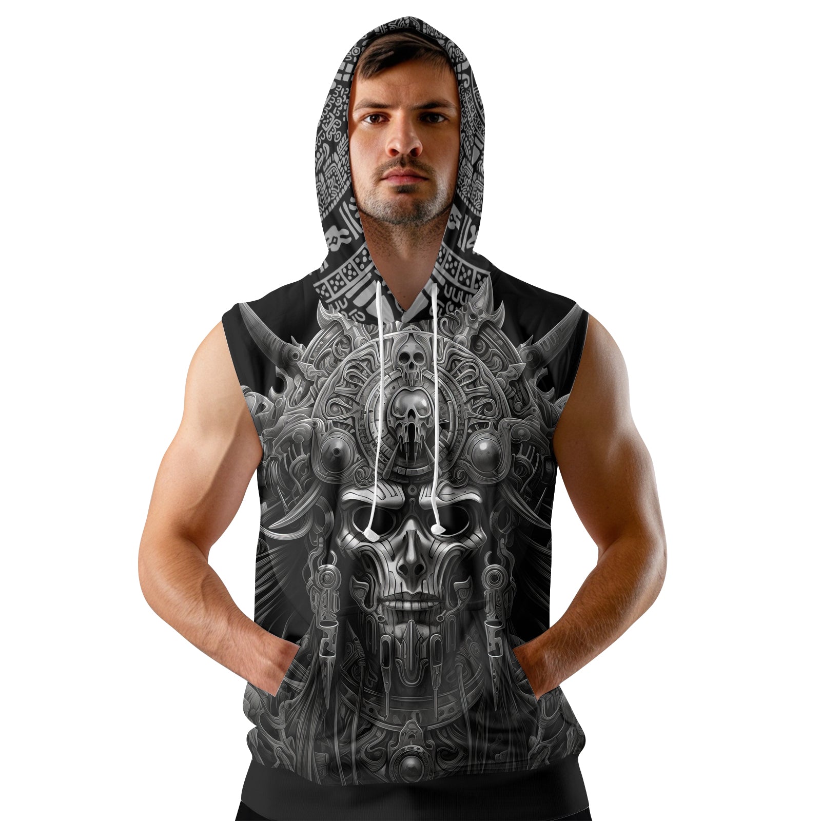 Rashninja Aztec Tribe Headman Sleeveless Hoodie | Sleeveless Hoodie