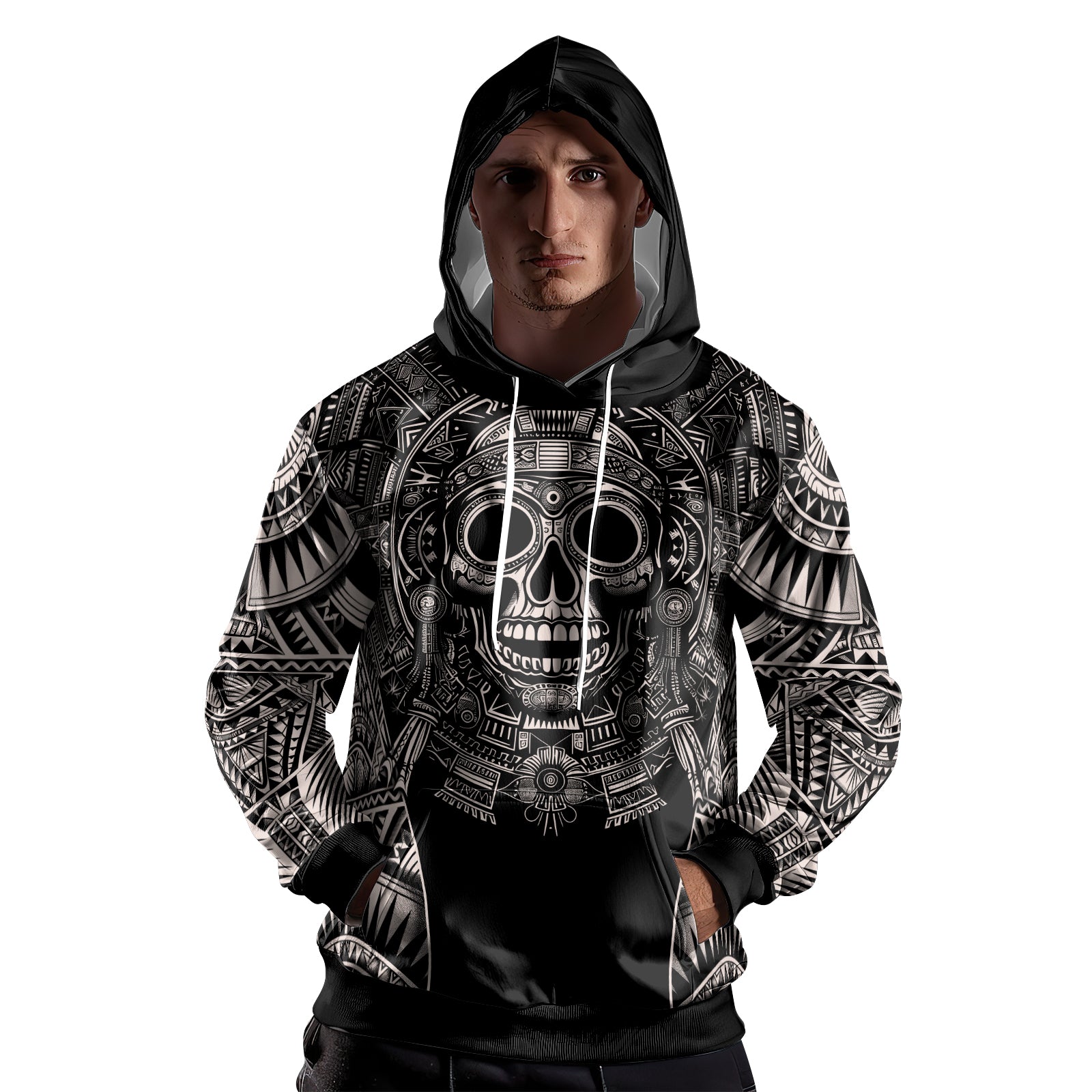 Rashninja Aztec Tribe Warrior Cranium AOP Hoodie