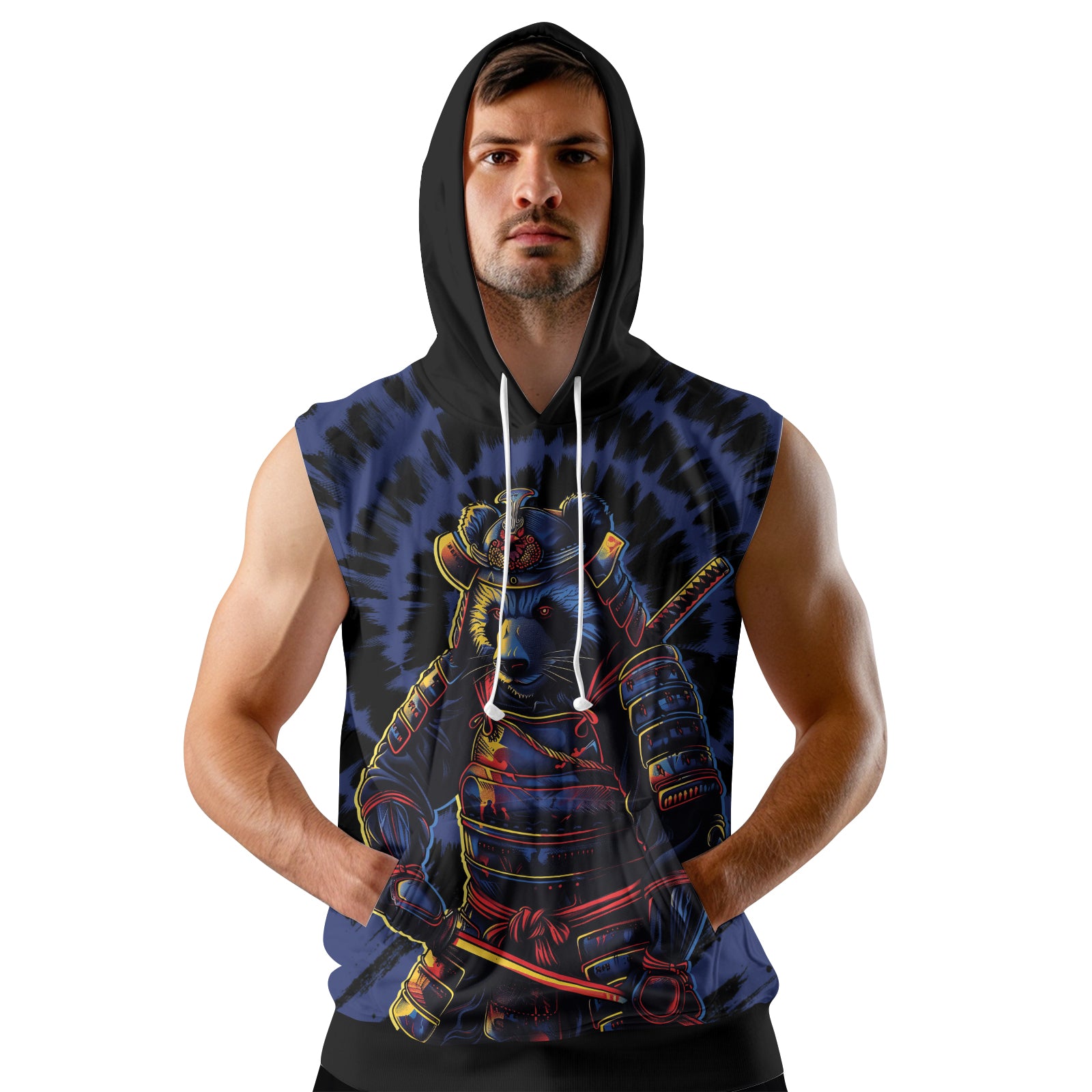 Rashninja Panda Samurai Essence Sleeveless Hoodie | Sleeveless Hoodie