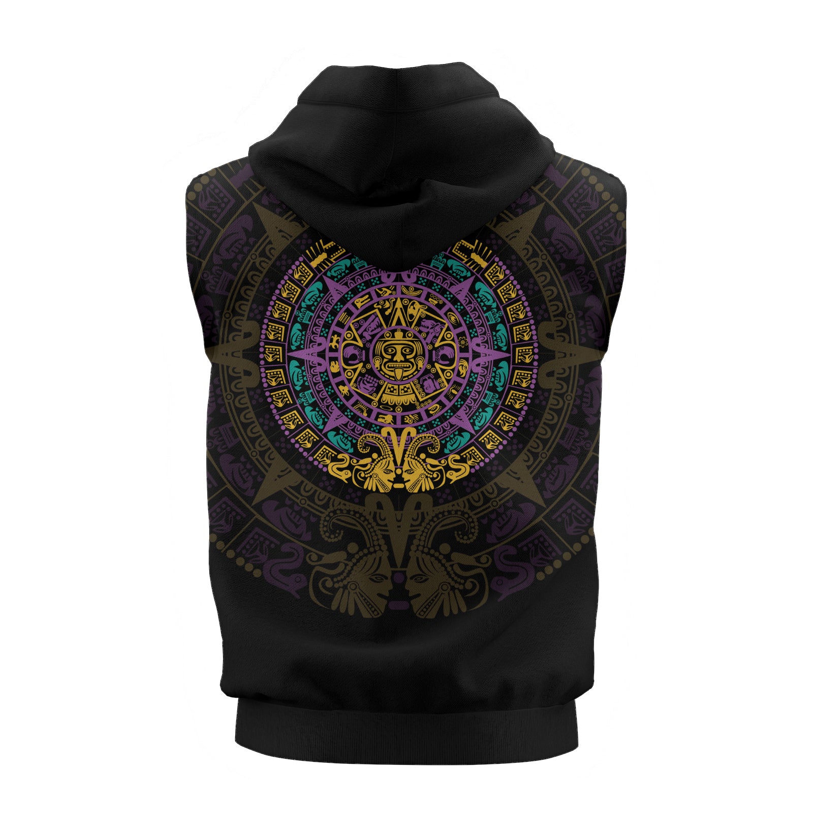 Rashninja Aztec Purple Tribe Headman Men's Sleeveless Gym Hoodie