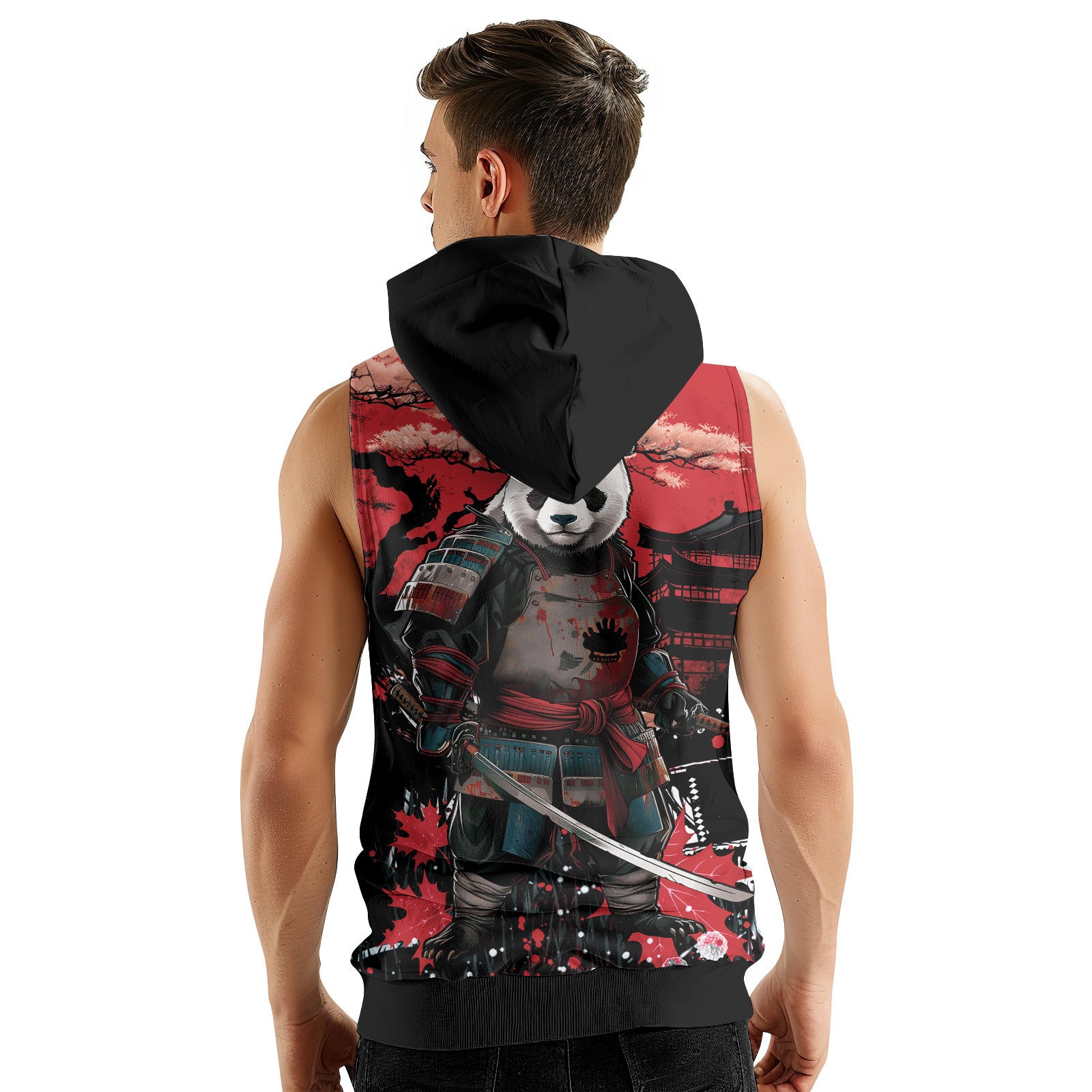 Rashninja Panda Samurai Legend Sleeveless Hoodie | Sleeveless Hoodie