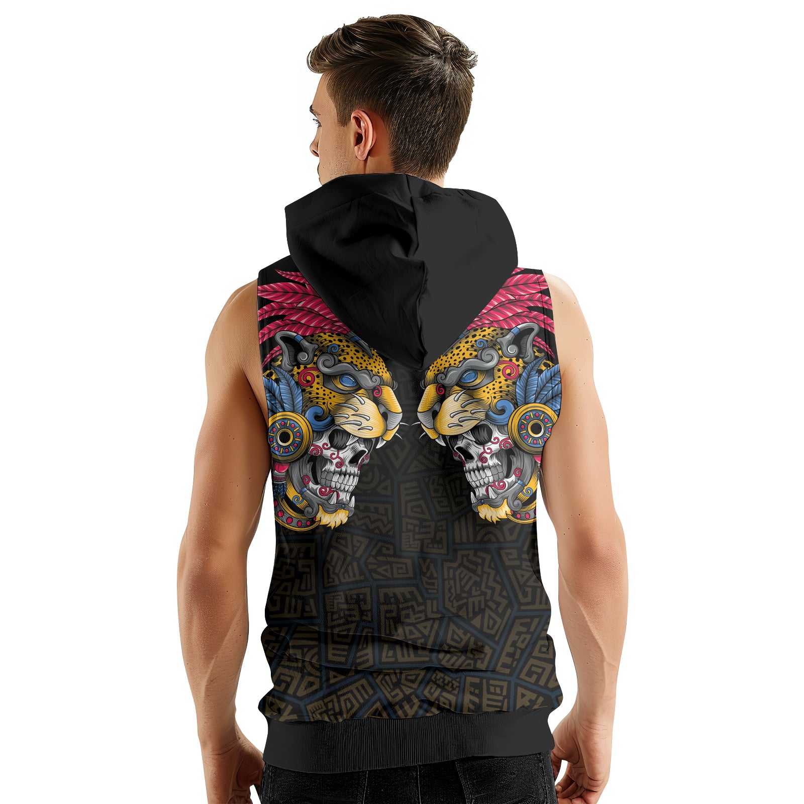 Rashninja Aztec Tribal Jaguar Sleeveless Hoodie |MMA Sleeveless Hoodie