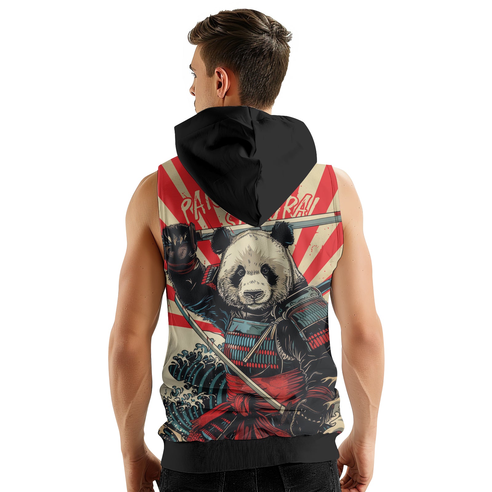 Rashninja Panda Samurai Men's Sleeveless Hoodie | Sleeveless Hoodie