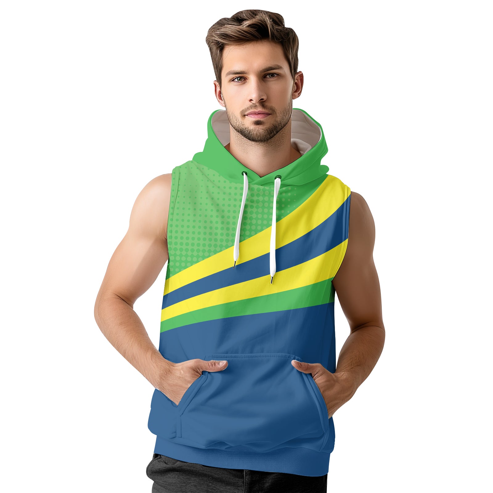 Rashninja Brazilian Pride Grappler Men's Sleeveless Gym Hoodie