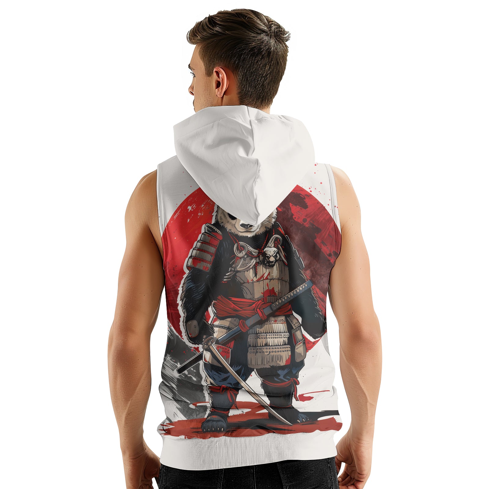 Rashninja Panda Samurai Armor Sleeveless Hoodie | Sleeveless Hoodie