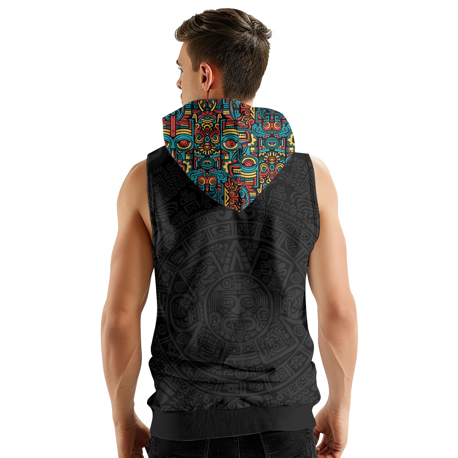 Rashninja Aztec Tribal Pattern Sleeveless Hoodie | Sleeveless Hoodie