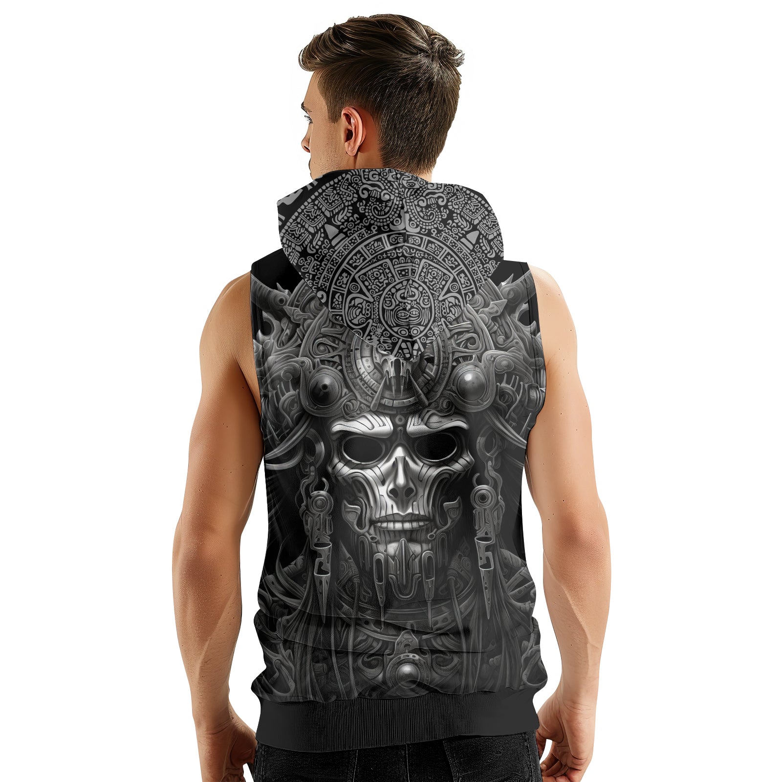 Rashninja Aztec Tribe Headman Sleeveless Hoodie | Sleeveless Hoodie