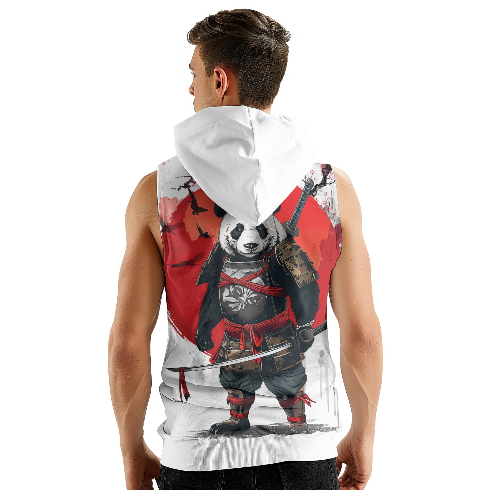 Rashninja Samurai Panda Warrior Sleeveless Hoodie | Sleeveless Hoodie