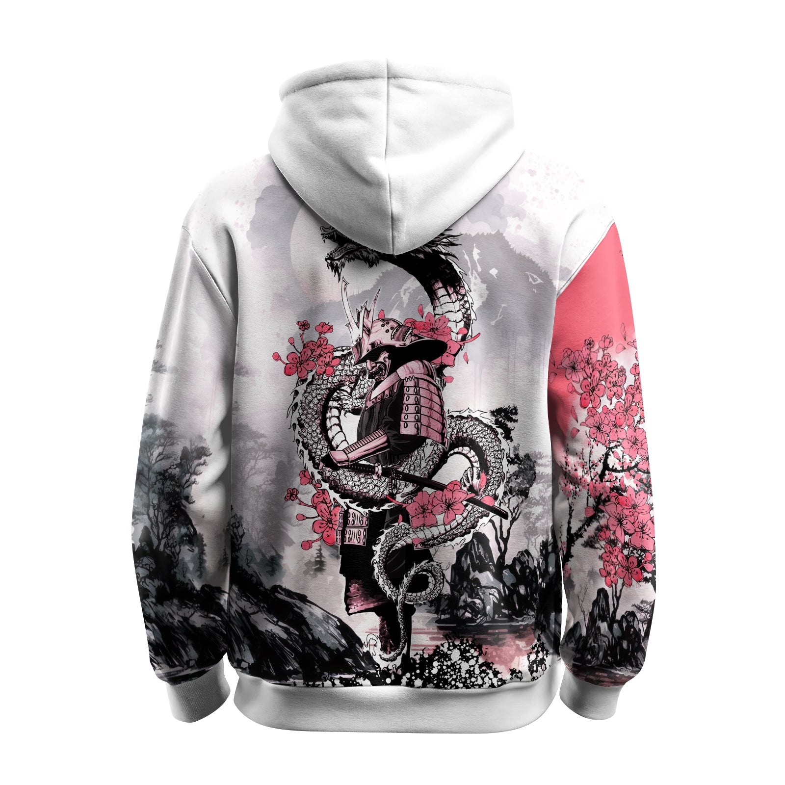 Rashninja Samurai Mask Embraced AOP Hoodie | Japanese Samurai Hoodie