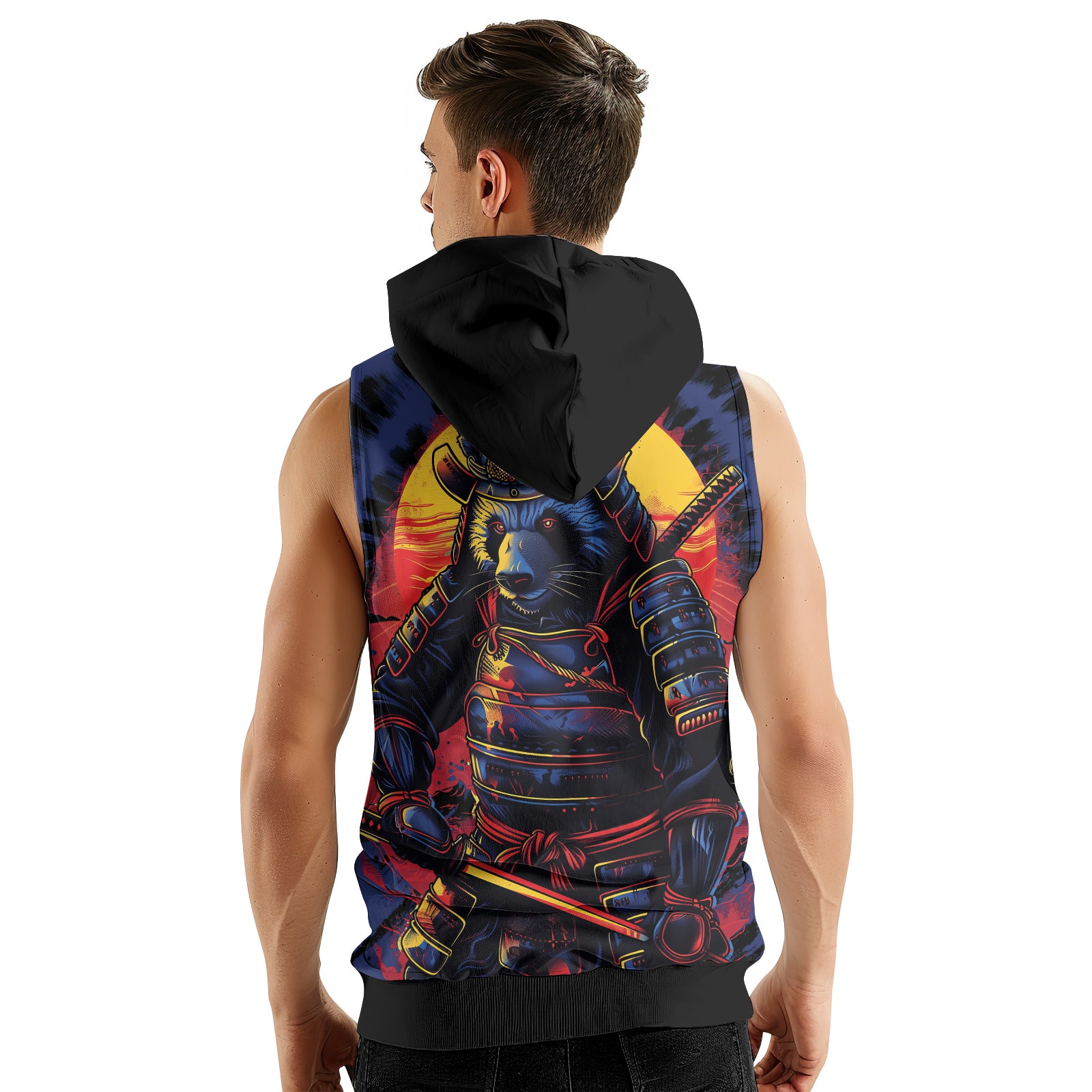 Rashninja Panda Samurai Essence Sleeveless Hoodie | Sleeveless Hoodie