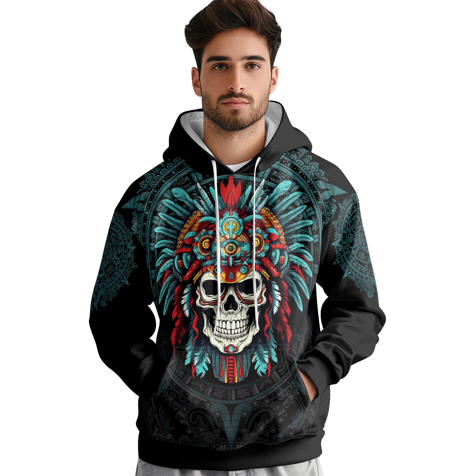 Rashninja Aztec Chief Cranium AOP Hoodie