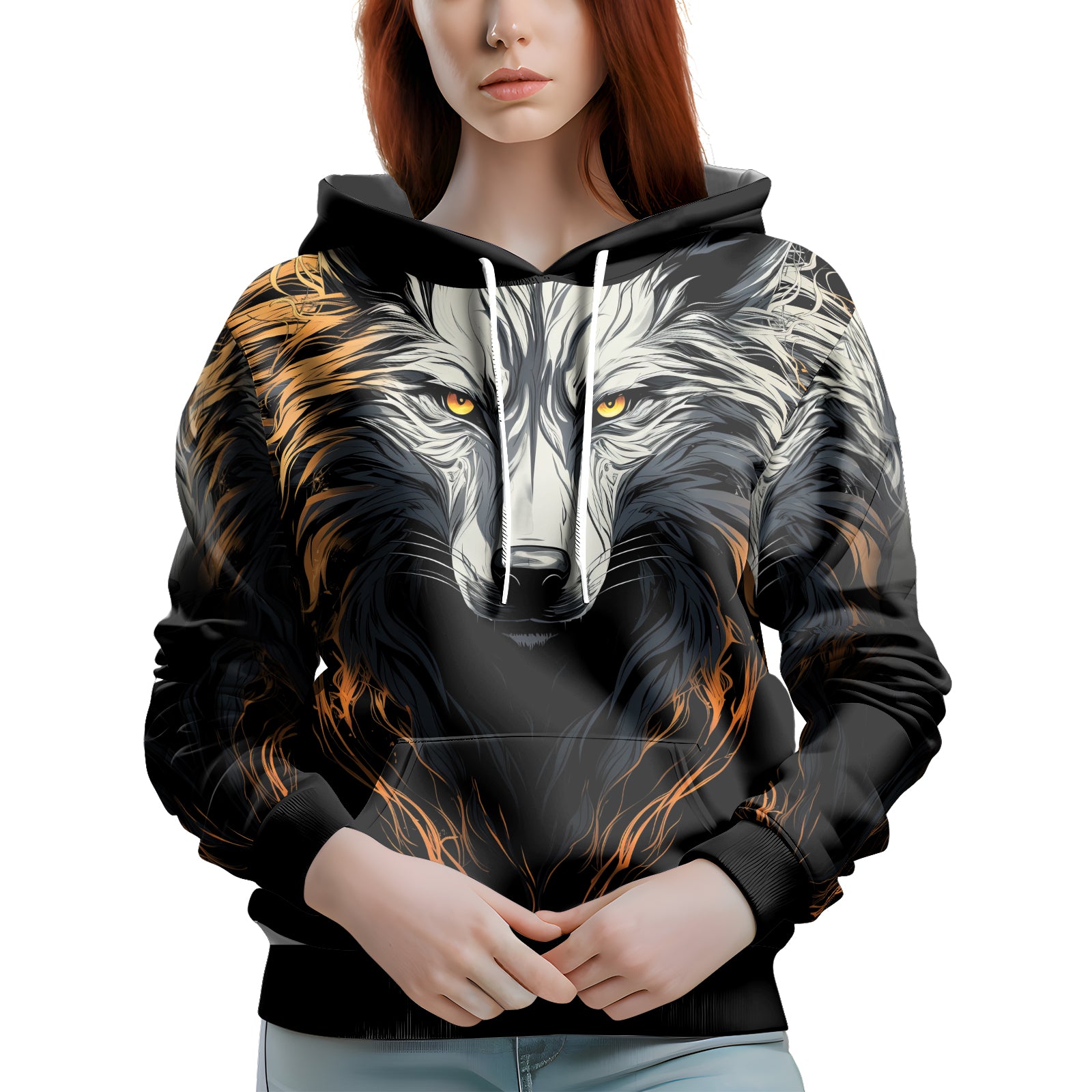 Rashninja White Alpha Wolf AOP Hoodie | Wolf Hoodies For Men