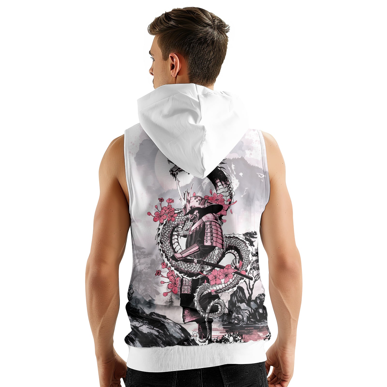 Rashninja Samurai Mask Embraced Sleeveless Hoodie | Sleeveless Hoodie