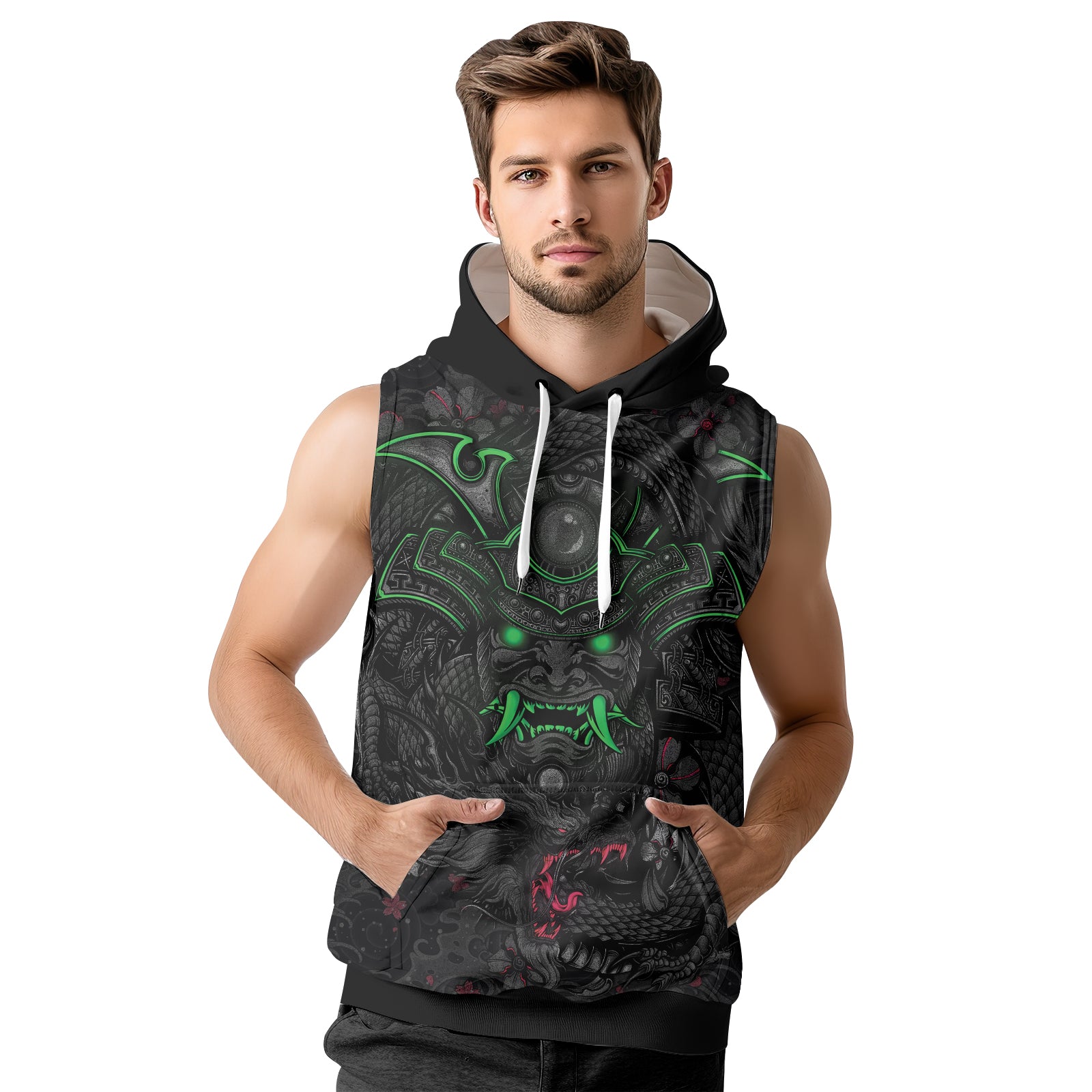 Rashninja Samurai Oni Fusion Sleeveless Hoodie | MMA Sleeveless Hoodie