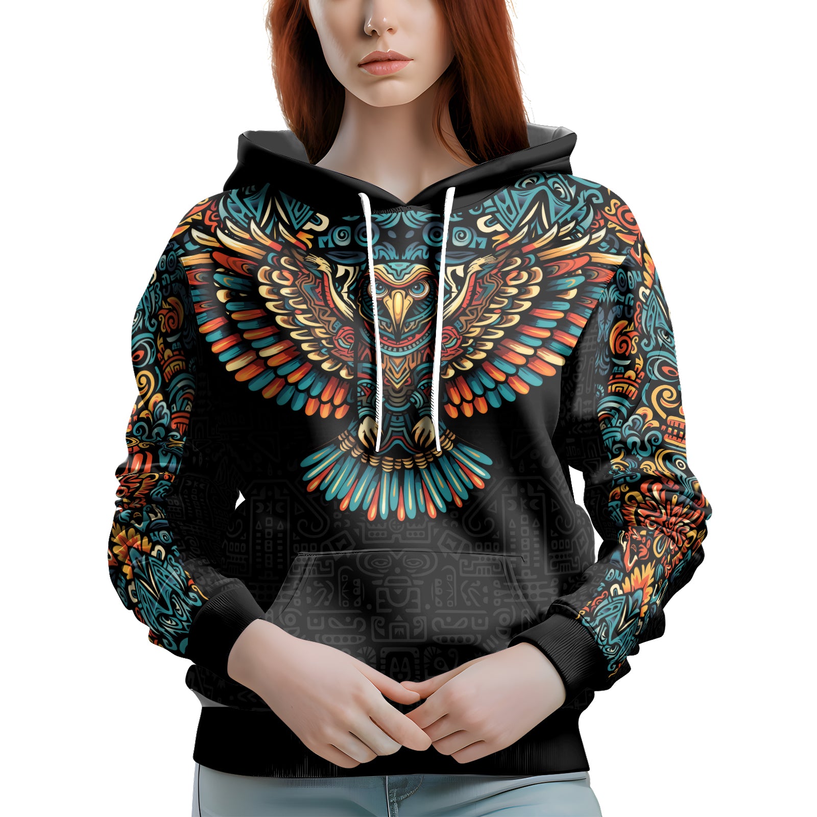 Rashninja Aztec Tribal Eagle AOP Hoodie