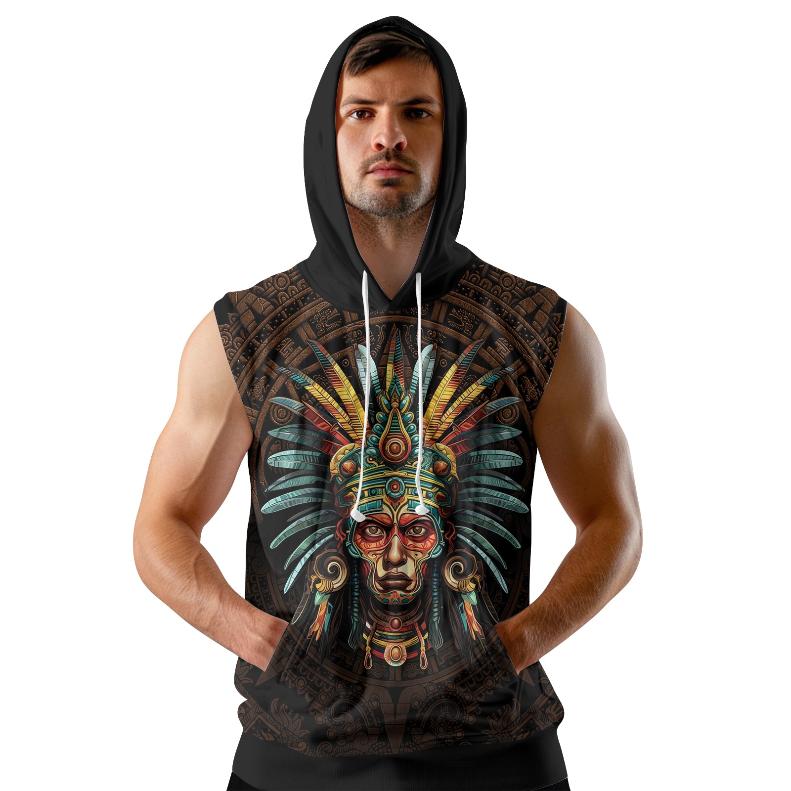 Rashninja Aztec Headman Sleeveless Hoodie | MMA Sleeveless Hoodie