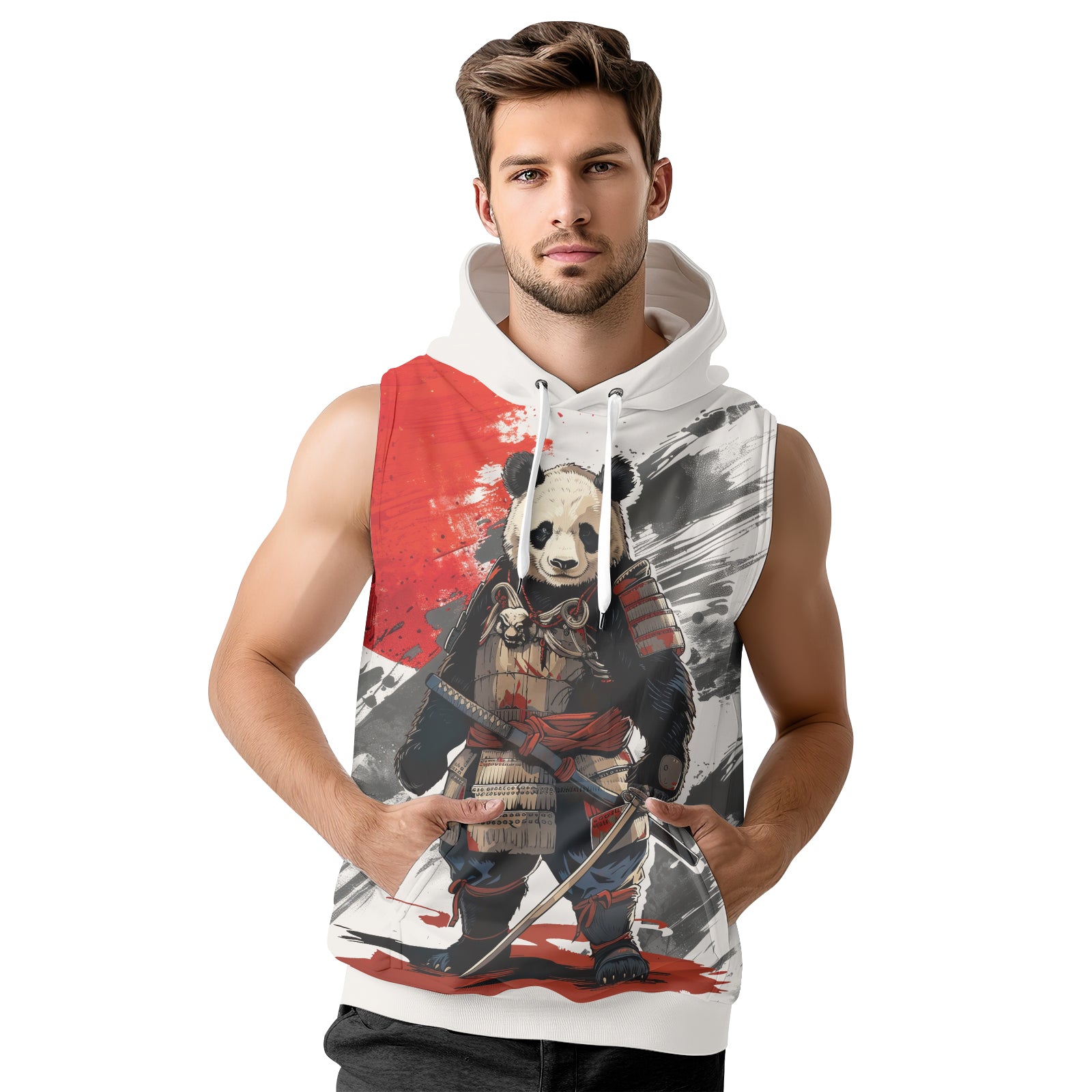 Rashninja Panda Samurai Armor Sleeveless Hoodie | Sleeveless Hoodie