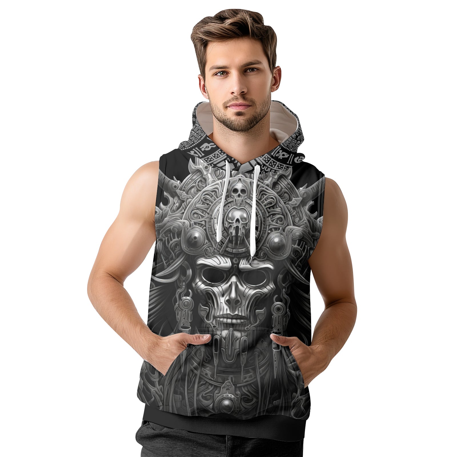 Rashninja Aztec Tribe Headman Sleeveless Hoodie | Sleeveless Hoodie