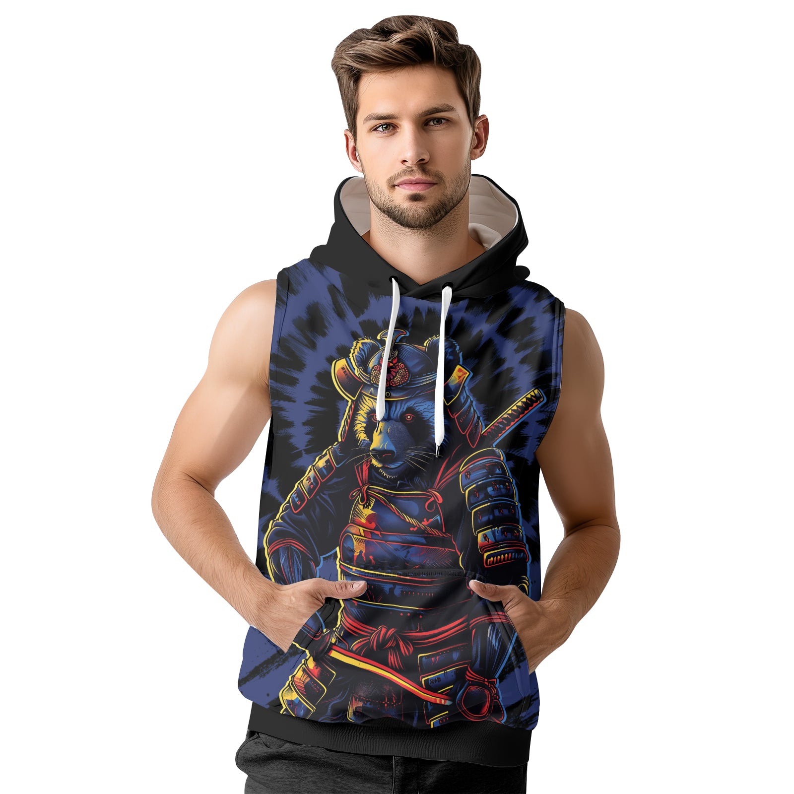 Rashninja Panda Samurai Essence Sleeveless Hoodie | Sleeveless Hoodie