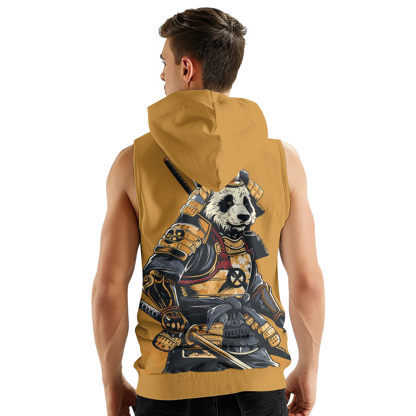 Rashninja Samurai Panda Strikes Sleeveless Hoodie | Sleeveless Hoodie