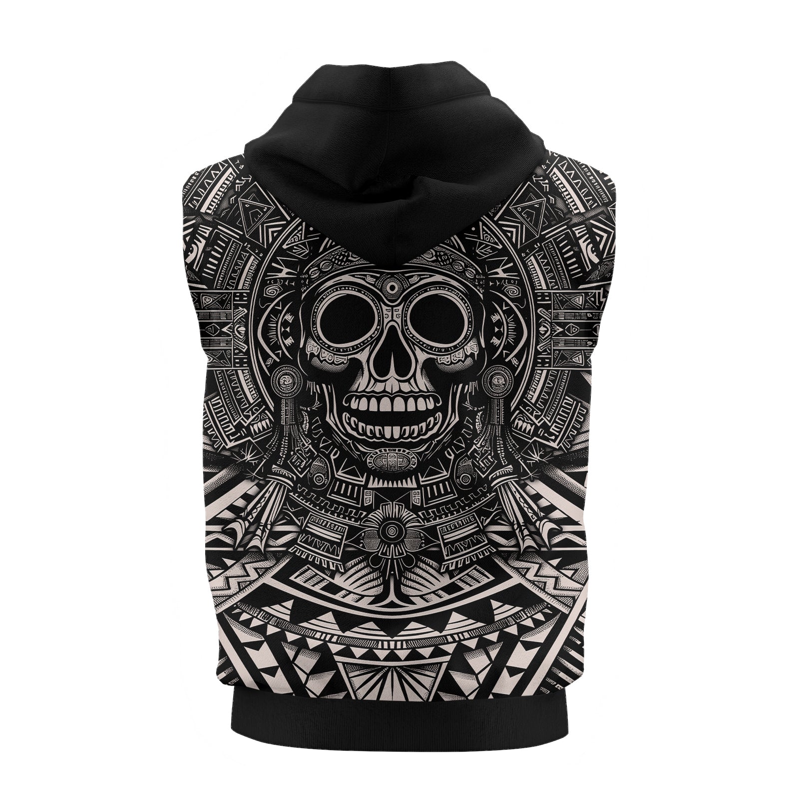 Rashninja Aztec Tribe Warrior Cranium Men's Sleeveless Gym Hoodie