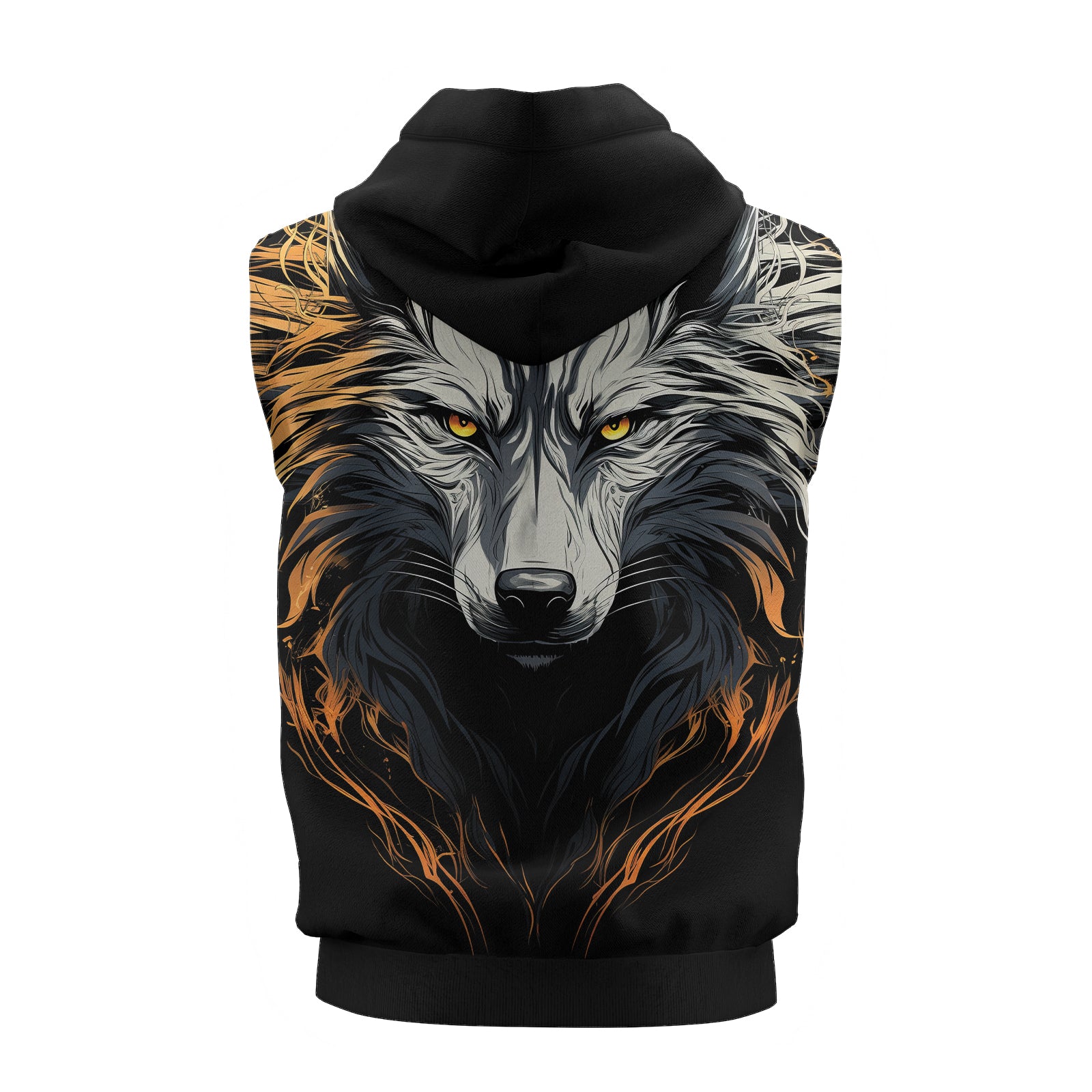 Rashninja White Alpha Wolf Sleeveless Hoodie | MMA Sleeveless Hoodie