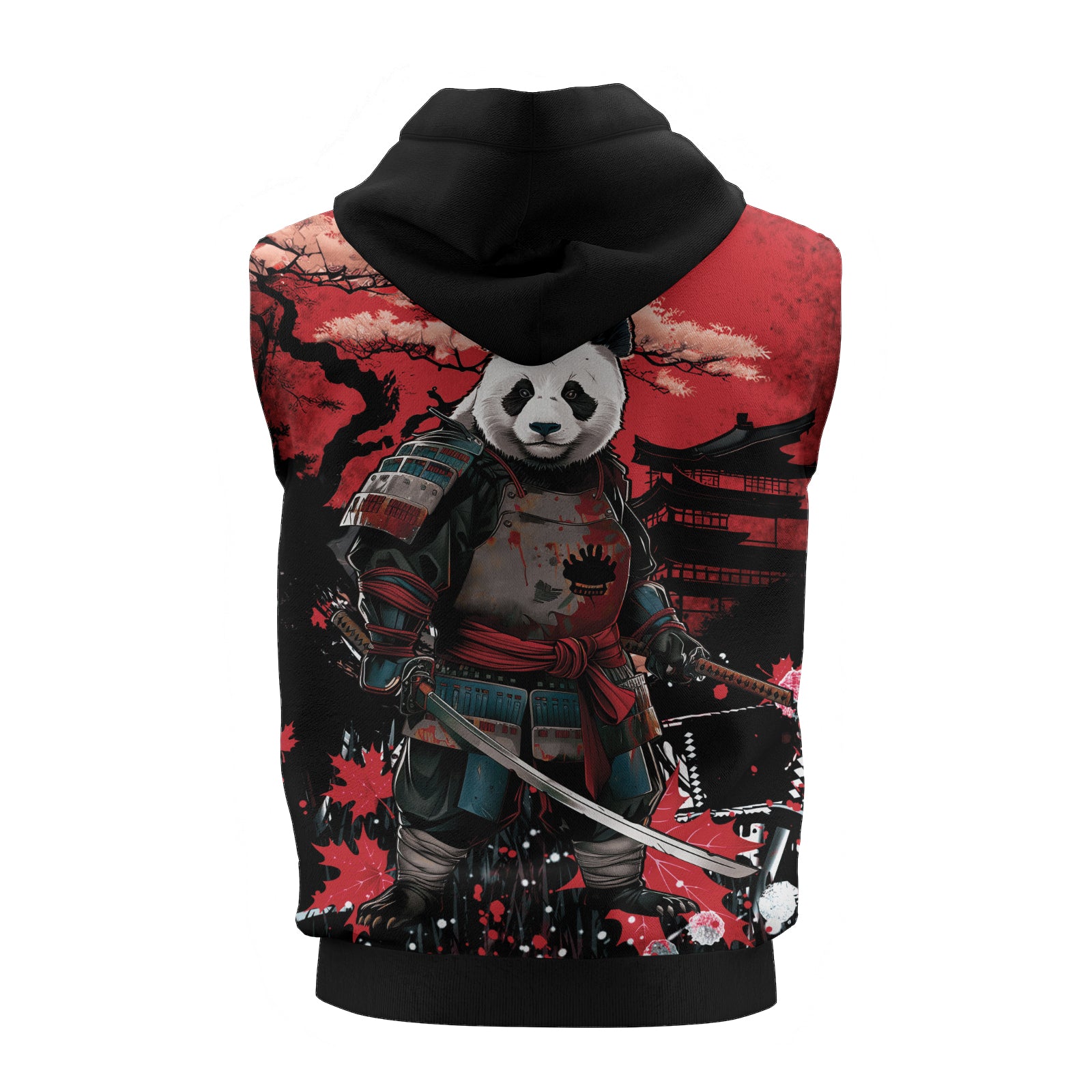 Rashninja Panda Samurai Legend Sleeveless Hoodie | Sleeveless Hoodie