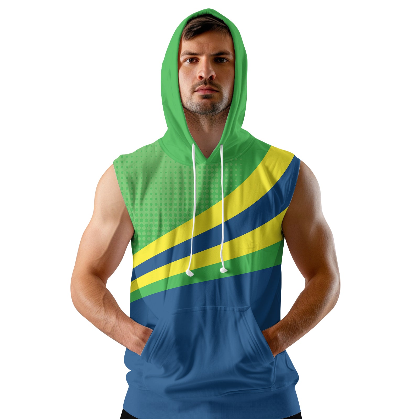 Rashninja Brazilian Pride Grappler Men's Sleeveless Gym Hoodie