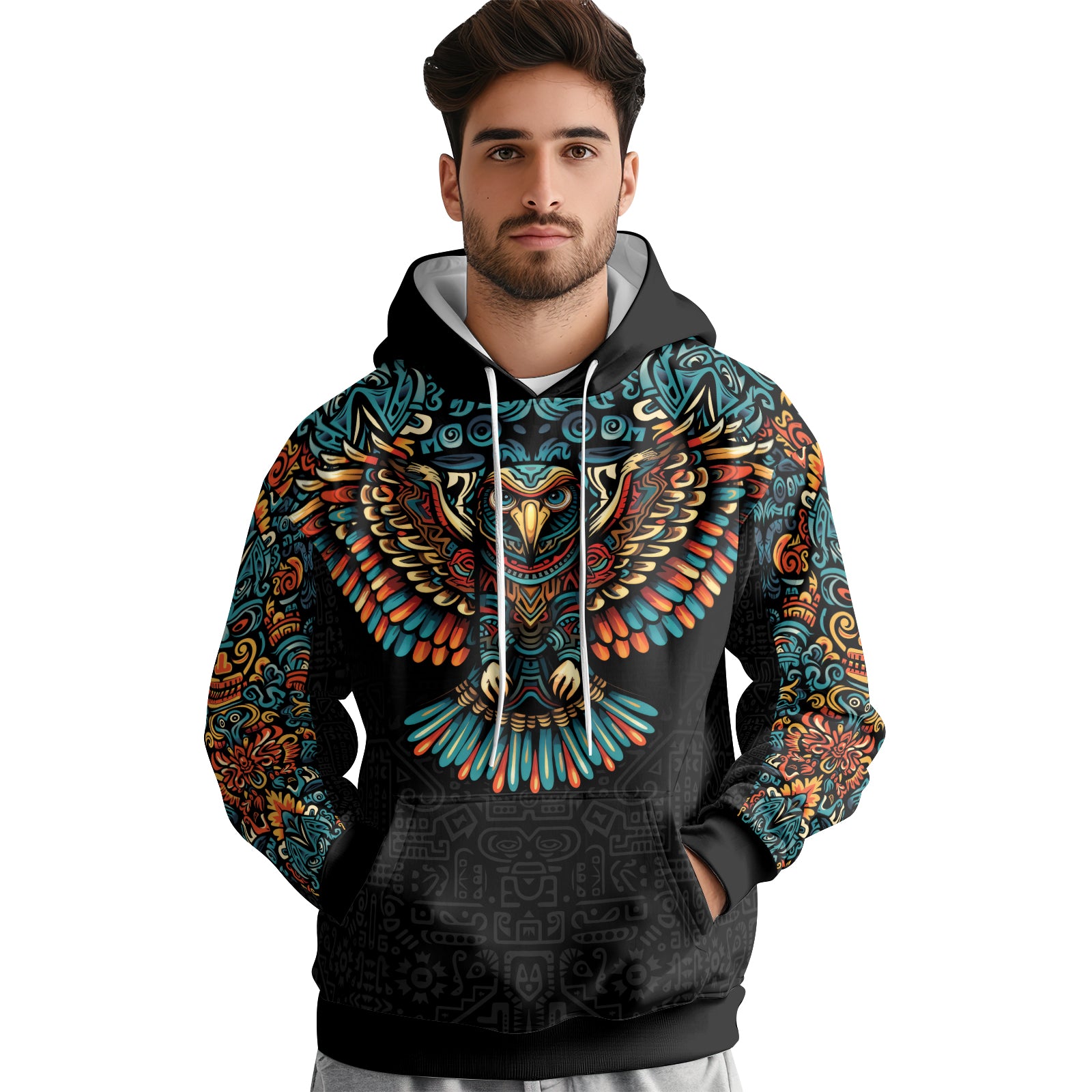 Rashninja Aztec Tribal Eagle AOP Hoodie