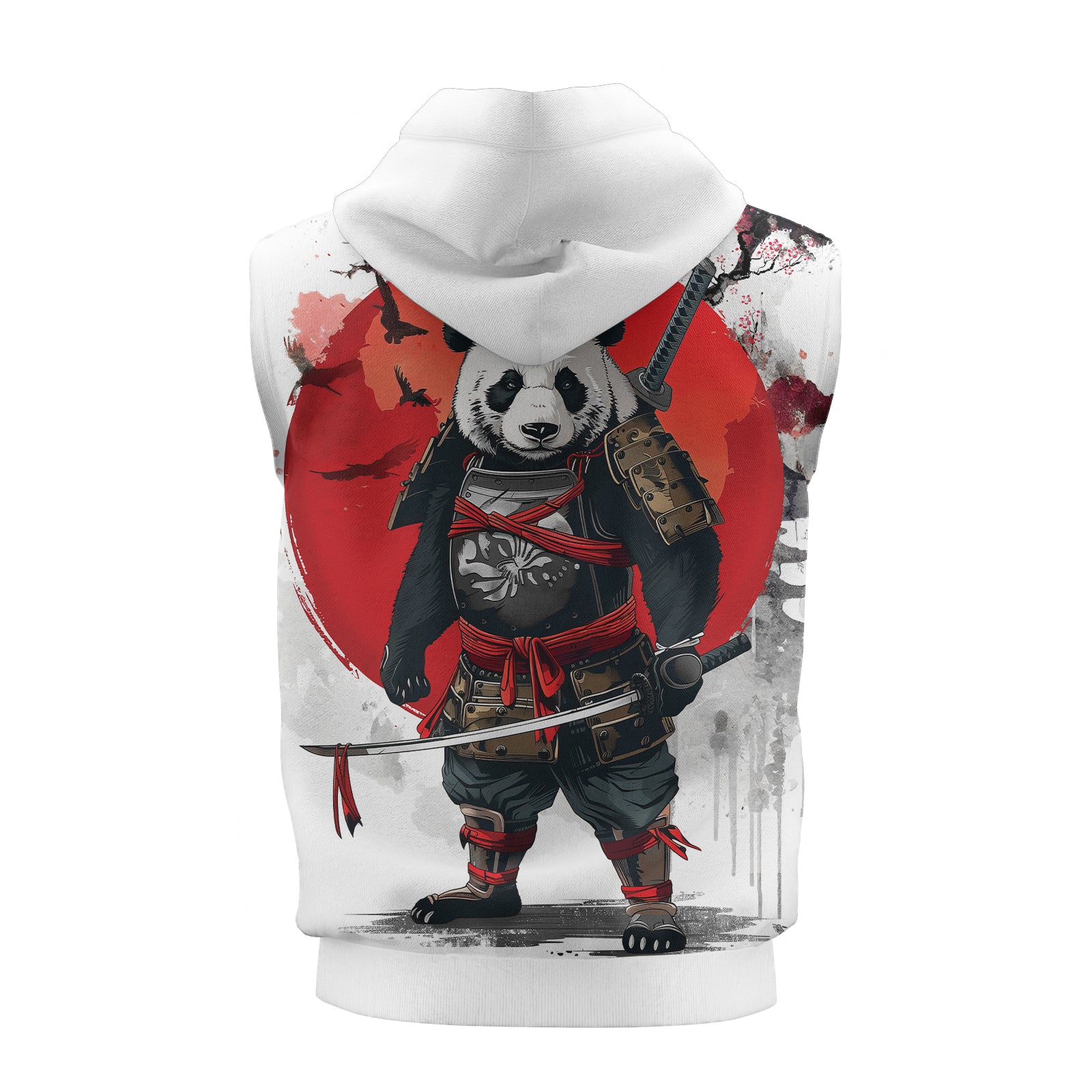 Rashninja Samurai Panda Warrior Sleeveless Hoodie | Sleeveless Hoodie