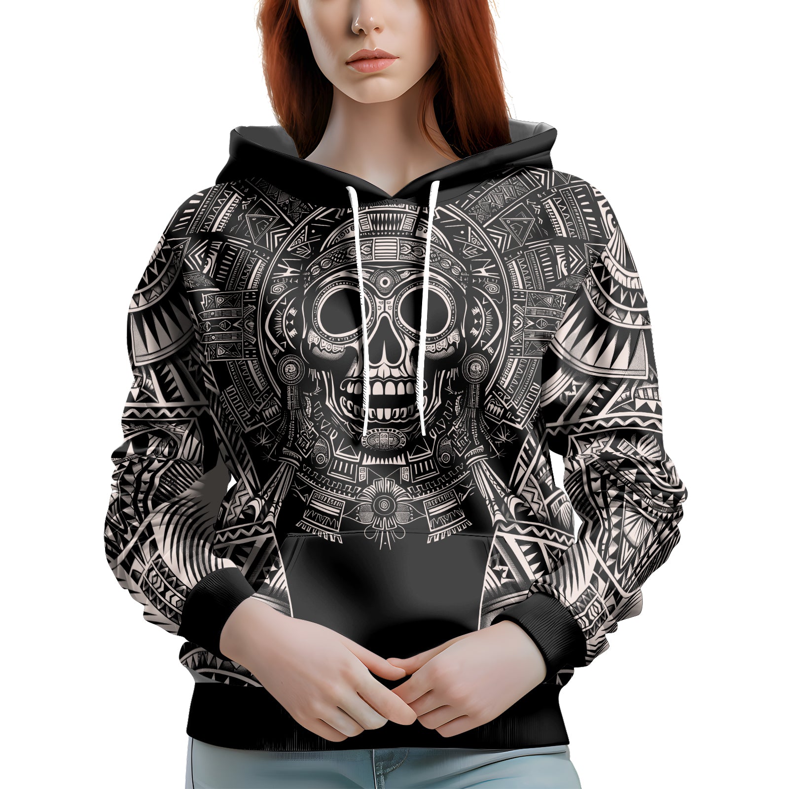 Rashninja Aztec Tribe Warrior Cranium AOP Hoodie