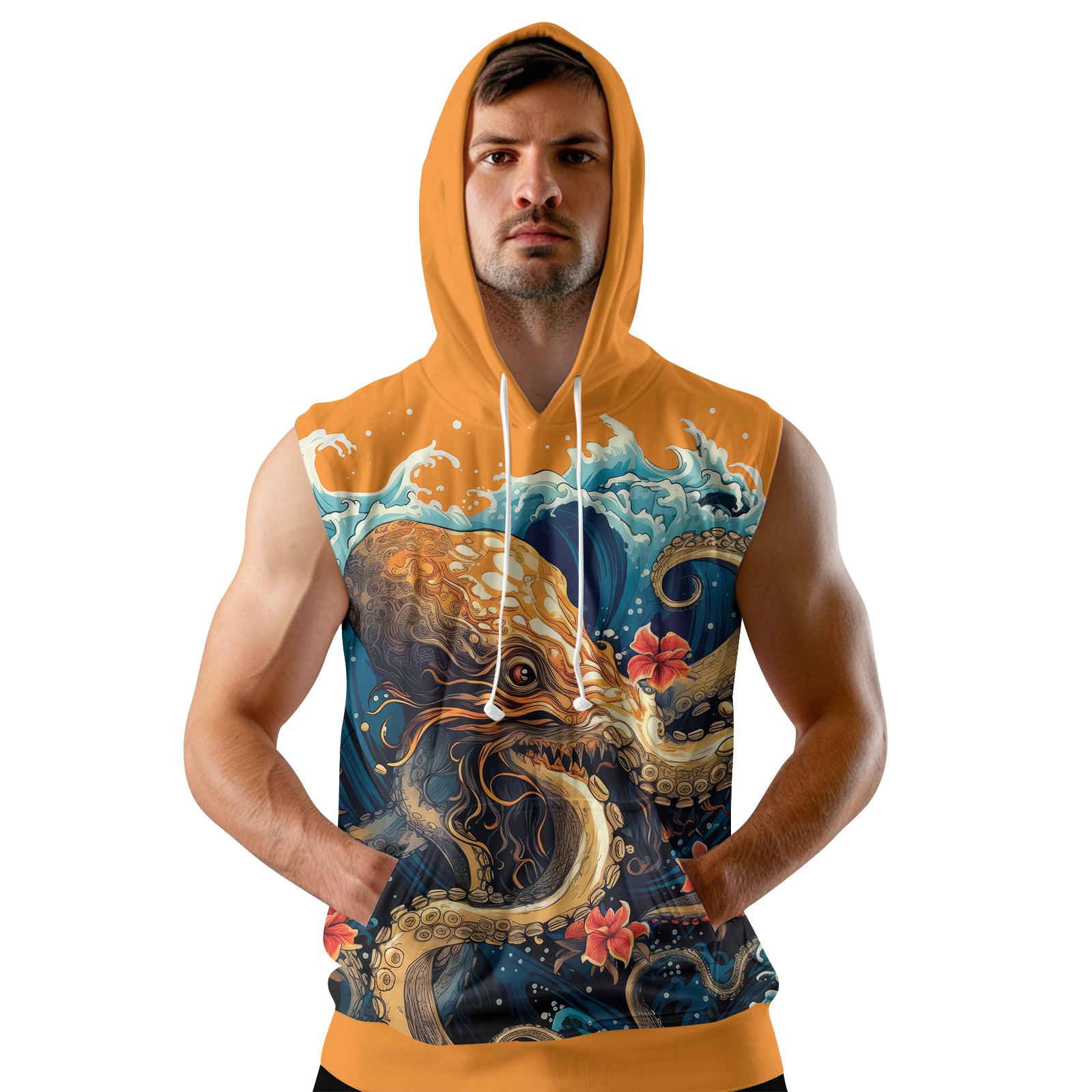 Rashninja Octopus Waves Sleeveless Hoodie | MMA Sleeveless Hoodie