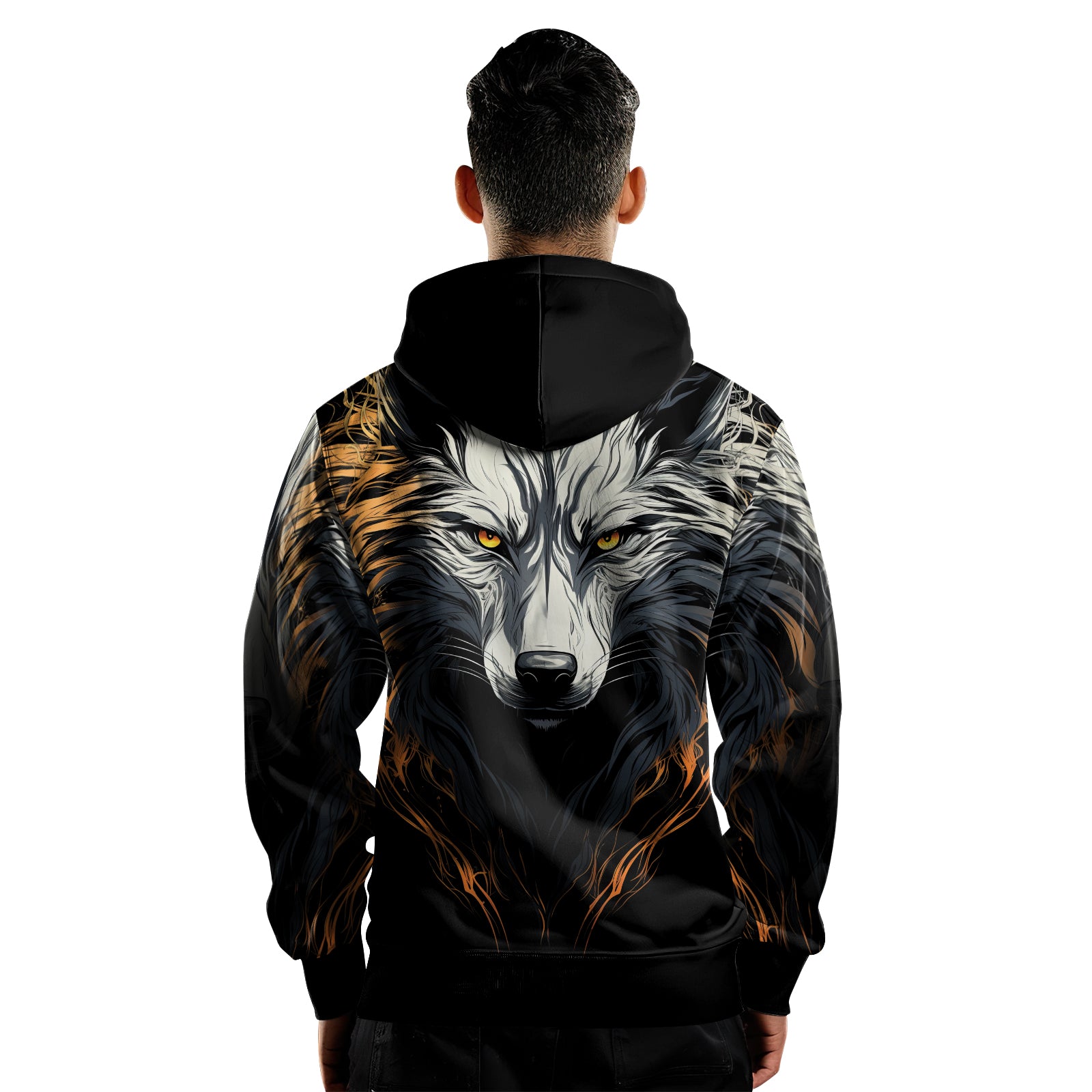 Rashninja White Alpha Wolf AOP Hoodie | Wolf Hoodies For Men